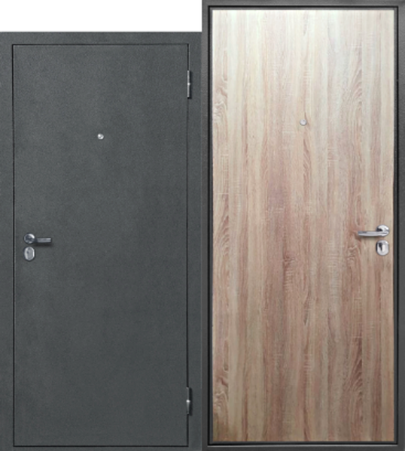 Изображение товара Входная дверь Прораб Стройгост левая 205x86см цвет антик серебро/дуб сонома