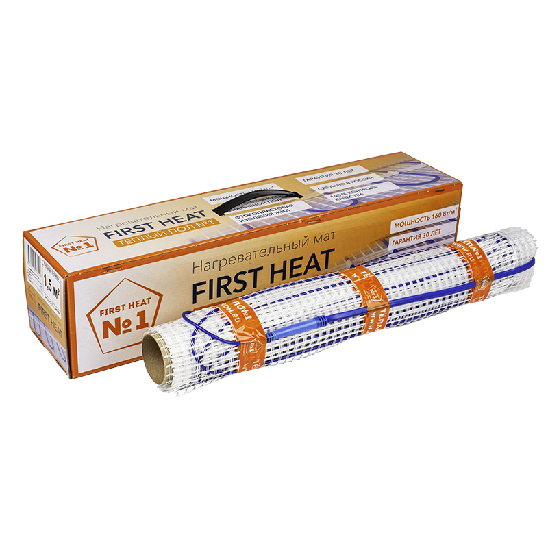 Изображение товара Нагревательный мат FIRST HEAT 2.5 м² 400 Вт для теплого пола, Россия