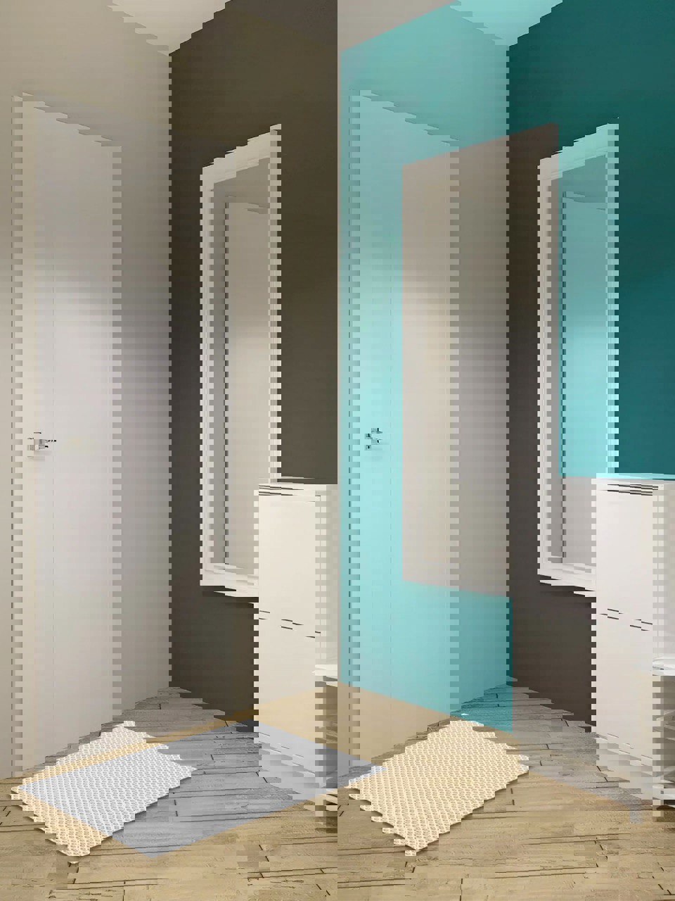 Изображение товара Грязезащитный коврик из ЭВА 68x83 см белого цвета геометрический рисунок