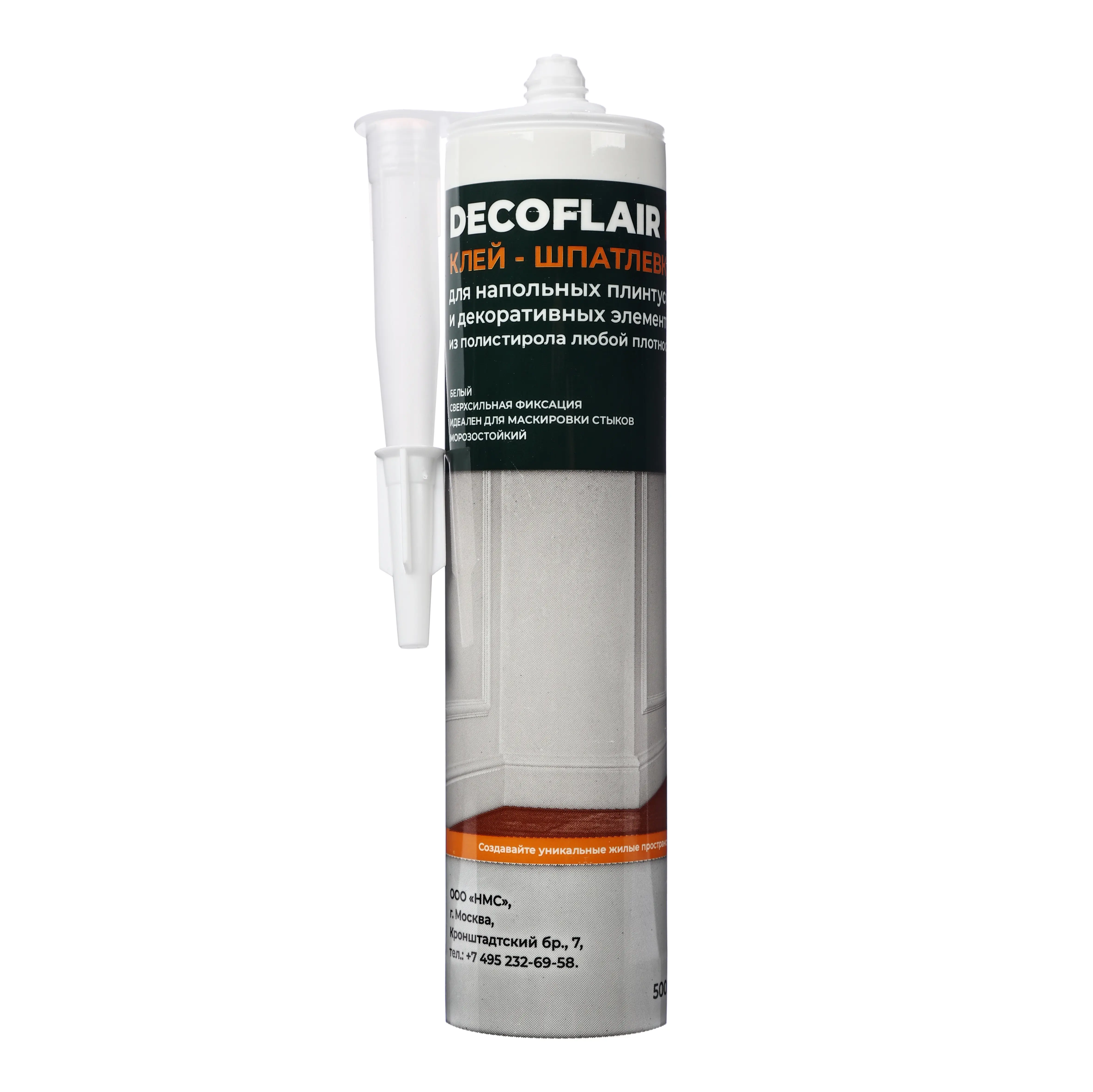 Клей-шпатлевка Decoflair для напольных плинтусов и декоративных элементов из полистирола 500 г