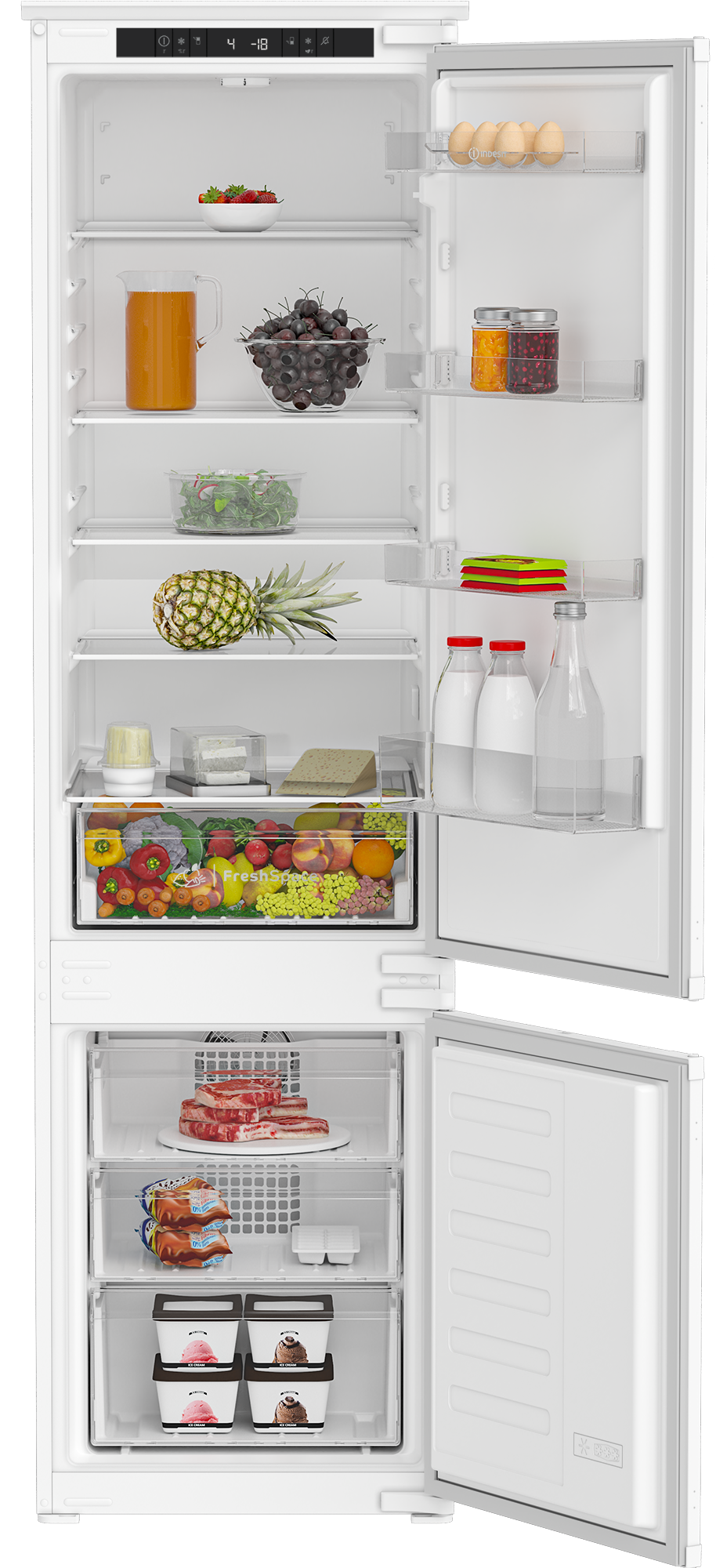 Изображение товара Двухкамерный встраиваемый холодильник Indesit IBH 20 белый SН класс A+ R600A
