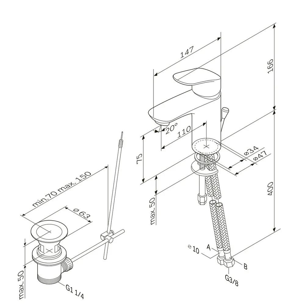Изображение товара Смеситель для раковины AM.PM Like F8092116 с донным клапаном хромированый