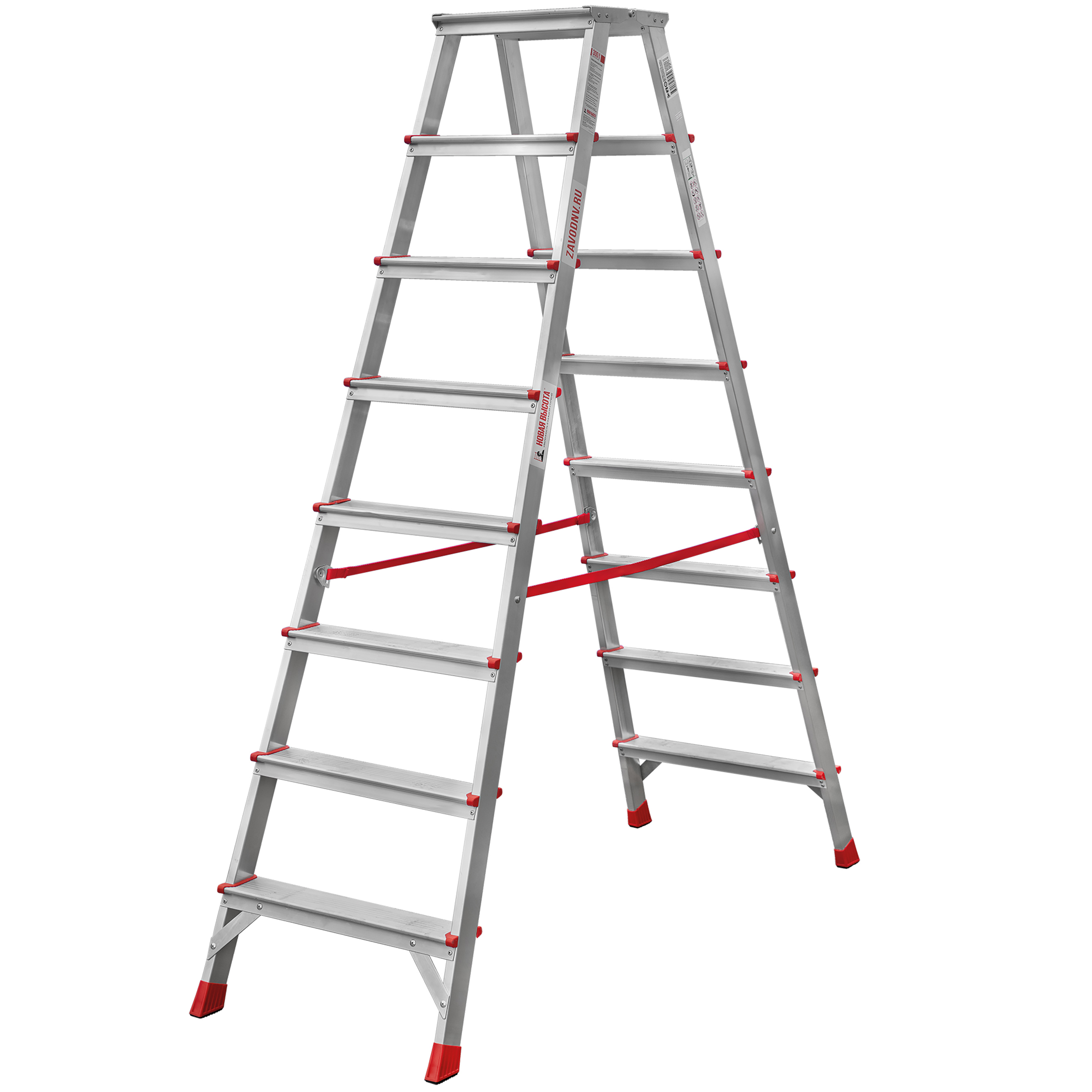 Изображение товара Алюминиевая двухсторонняя профессиональная стремянка NV 3121 8 ступеней россиия