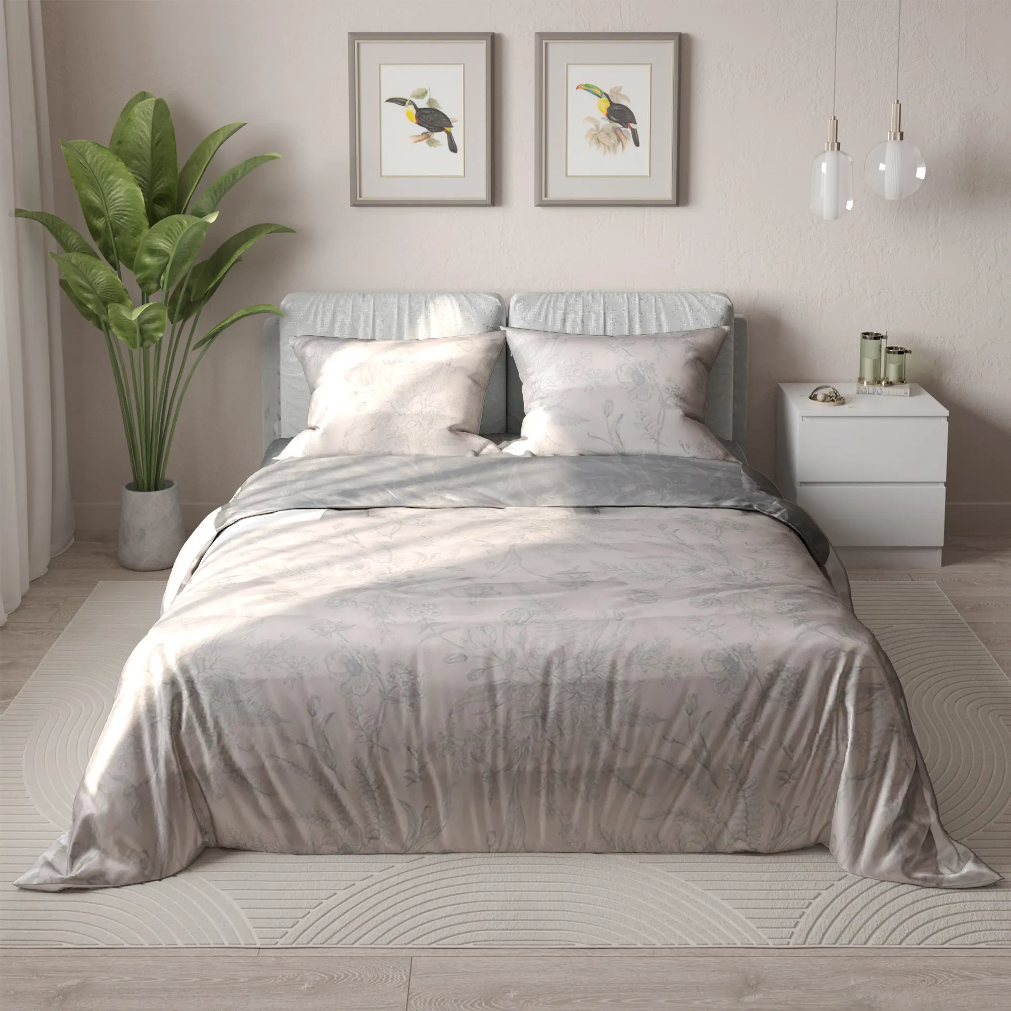 Комплект постельного белья Bouquet Дуэт 344 семейный перкаль бежевый