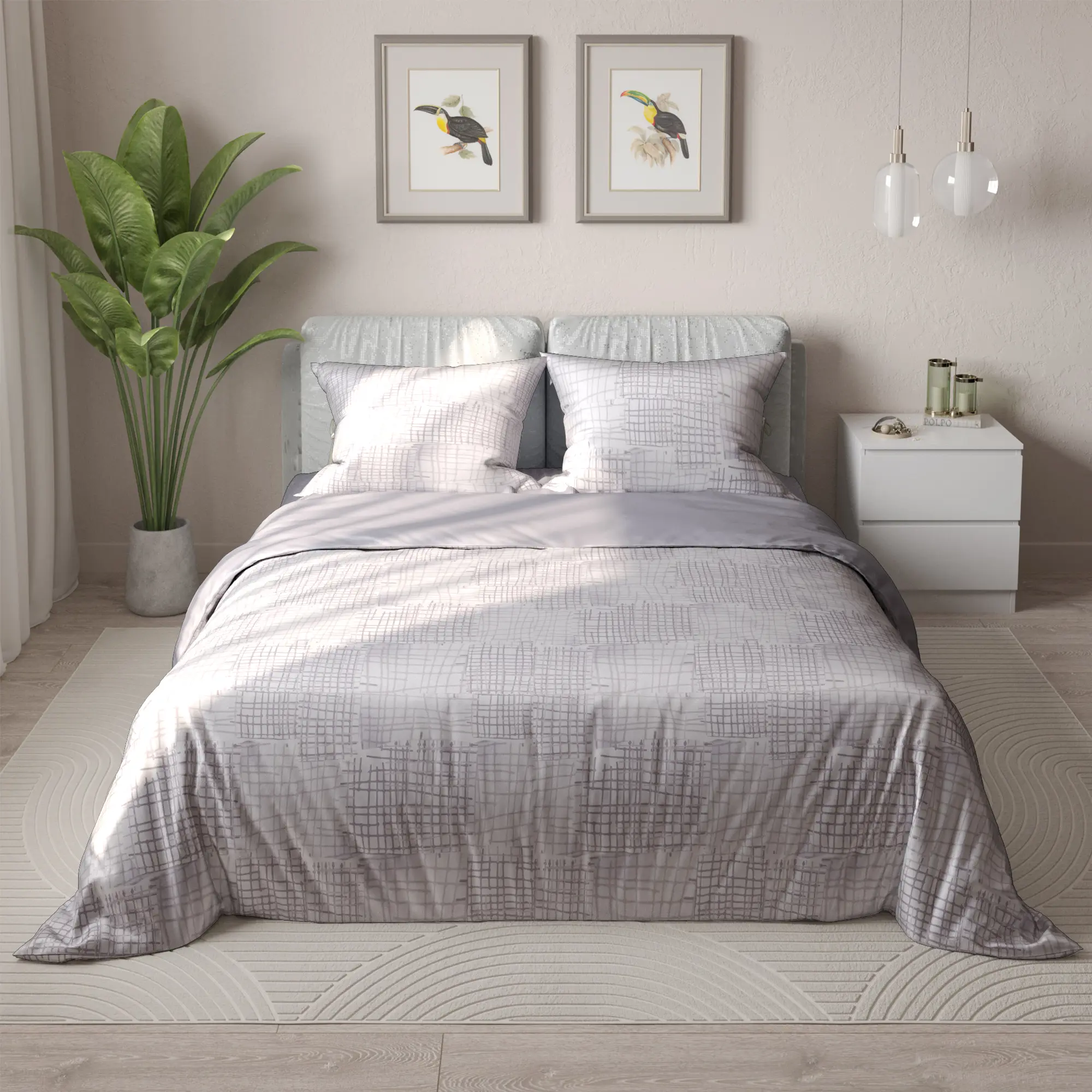 Комплект постельного белья Mona Liza Bruno евро тенсель серый