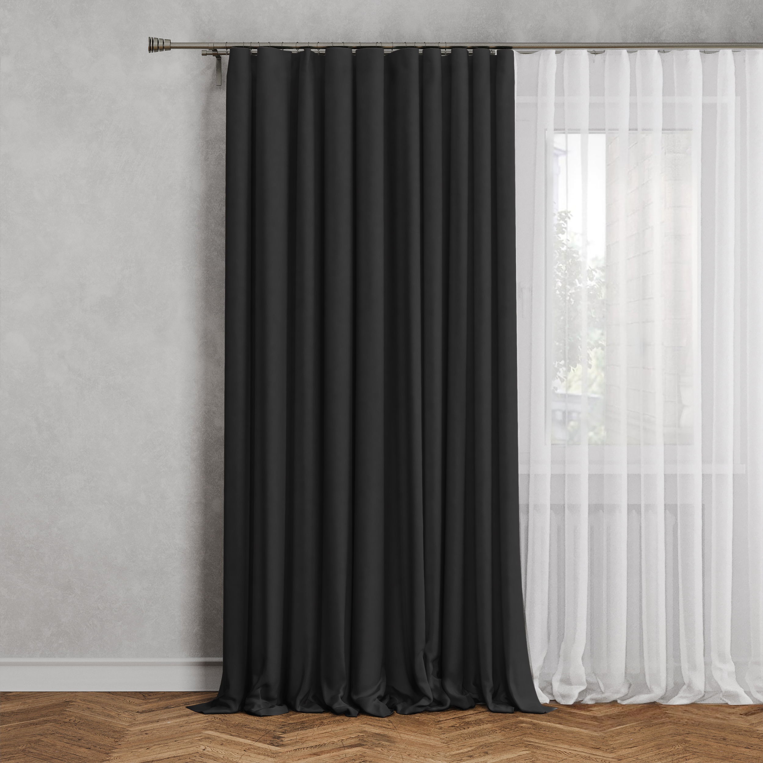 Изображение товара Штора на люверсах димаут 200x280 см серый для спальни и гостиной