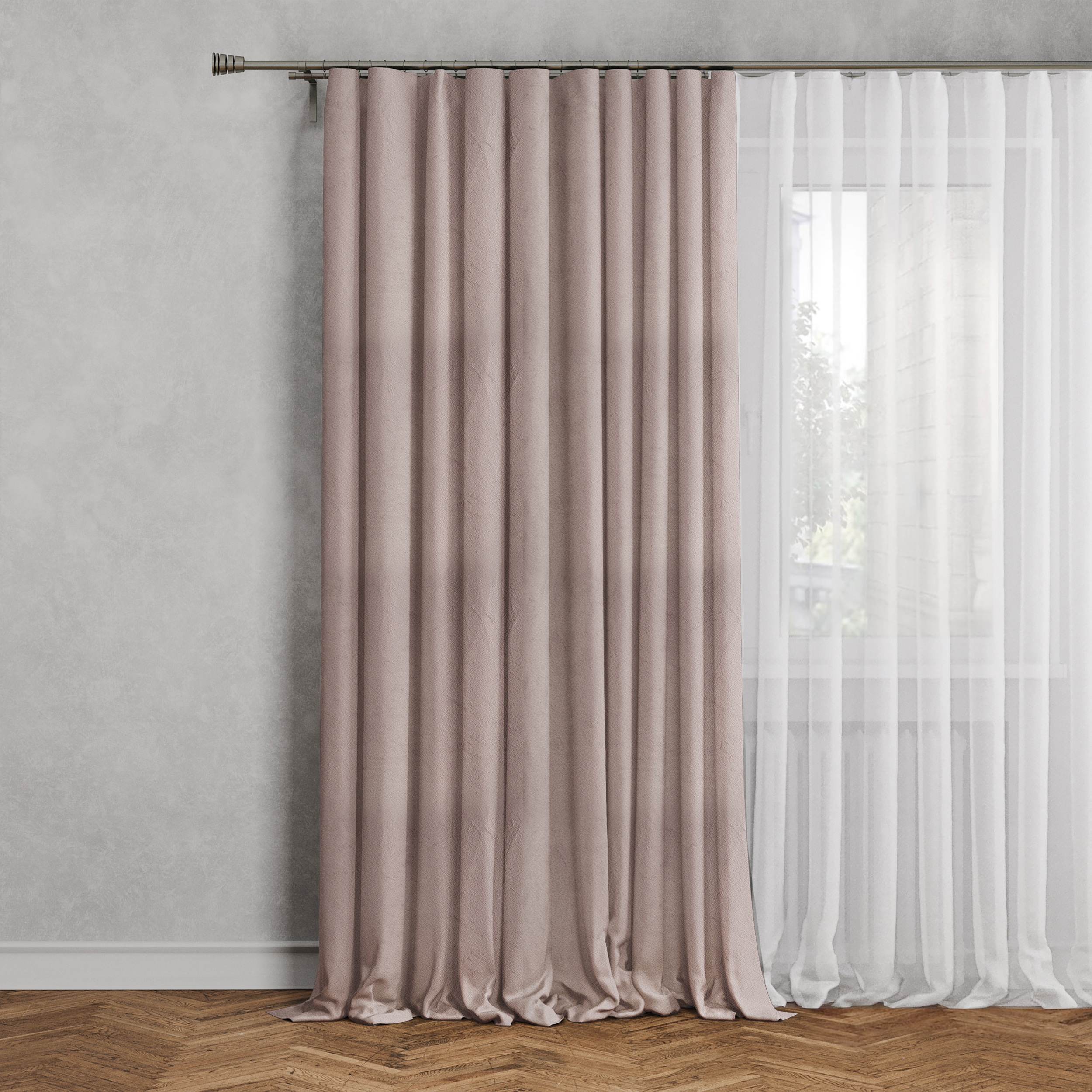 Изображение товара Штора из бархата 140x270 см серо-коричневая для спальни и гостиной