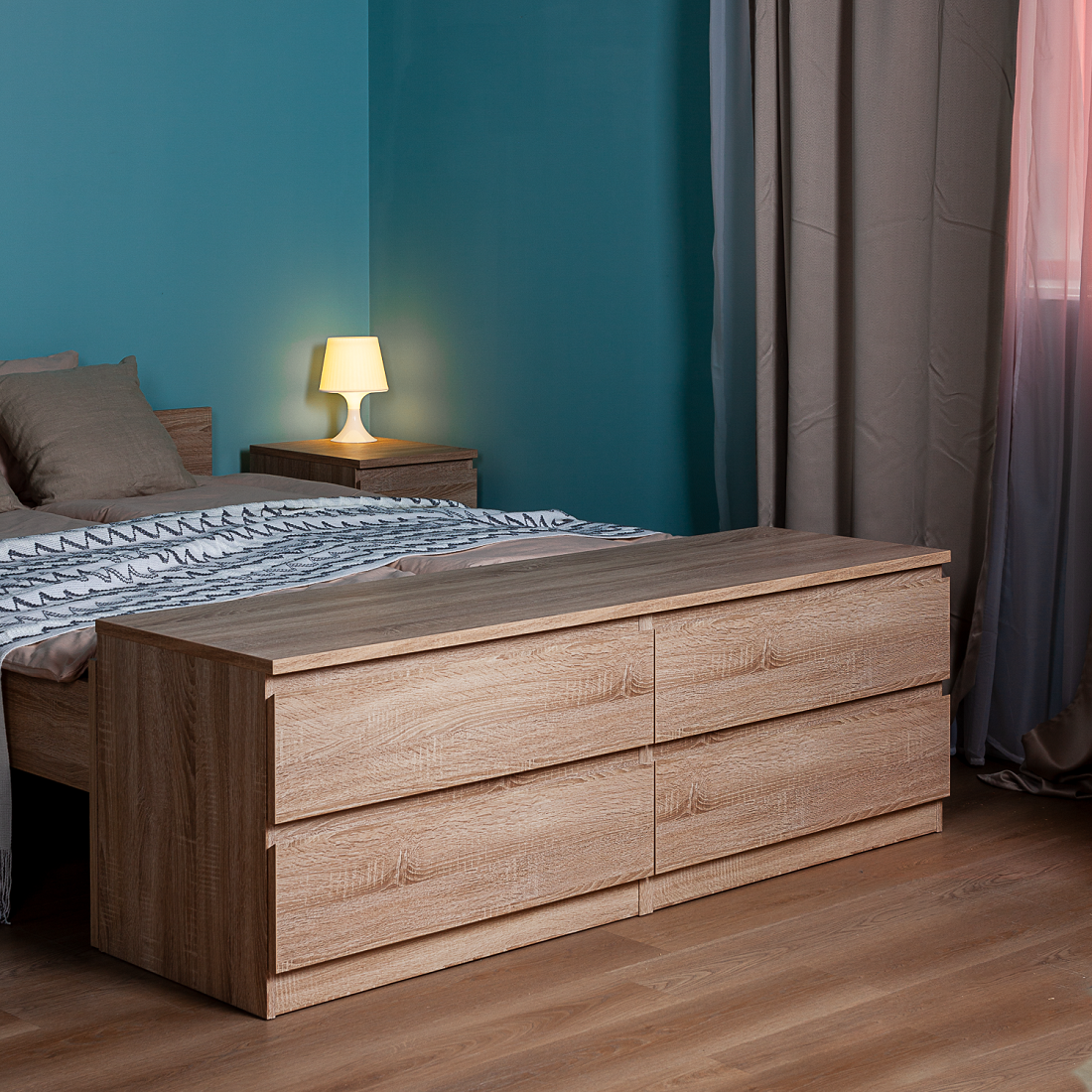 Изображение товара Тумба под телевизор Гуд Лакк Мальта 4 ящика 160.30x54x48 см ЛДСП цвет дуб сонома