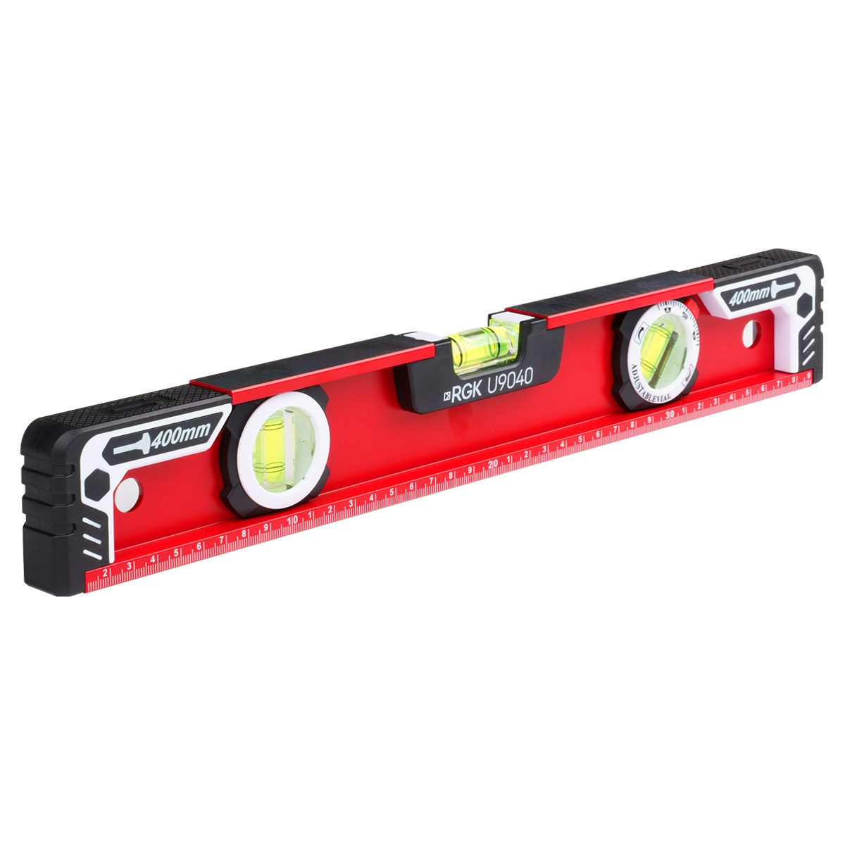 Изображение товара Пузырьковый алюминиевый строительный уровень RGK U9040 400 мм 3 глазка