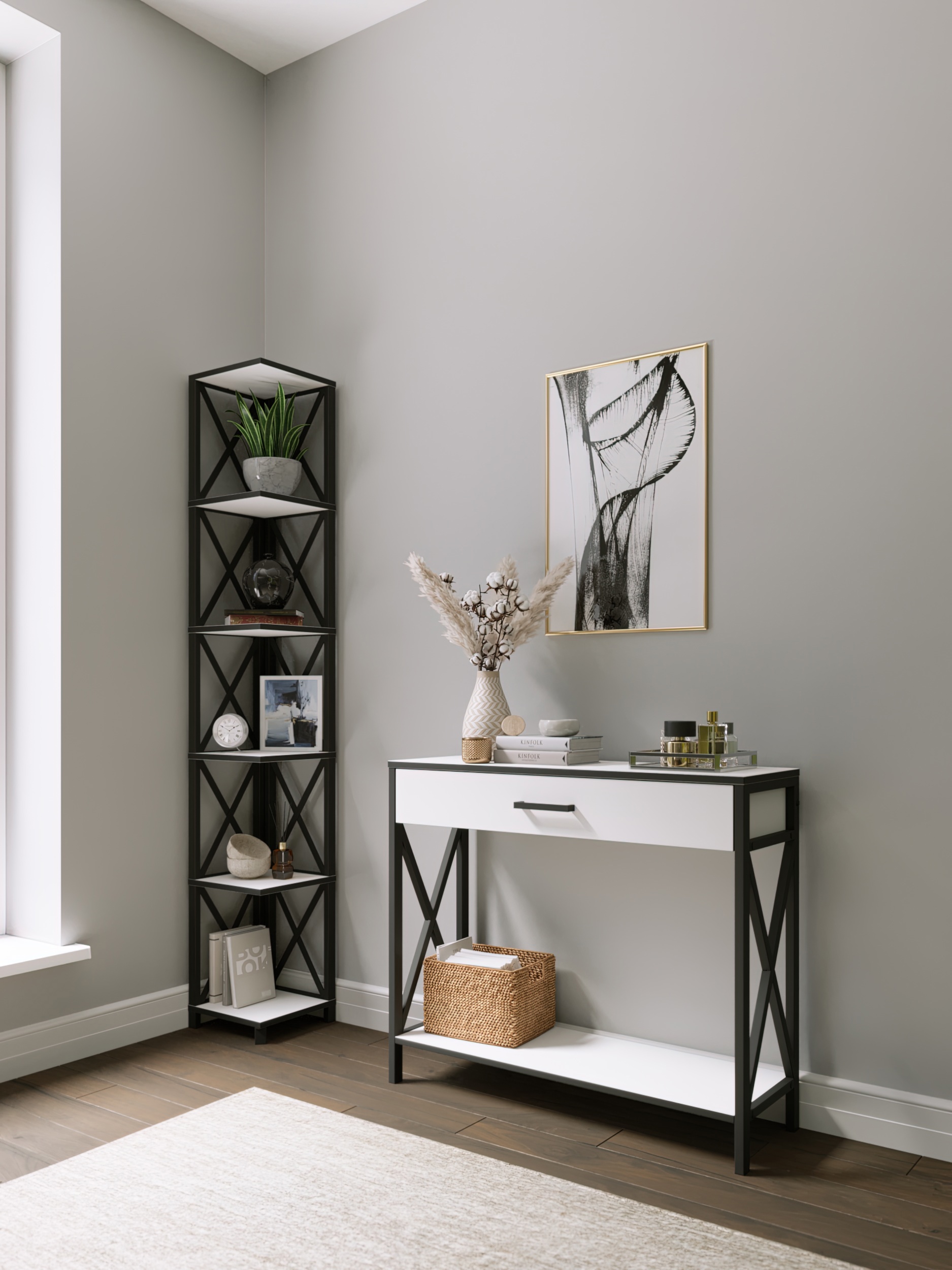 Изображение товара Консоль Make mebel 9005 муар 90x77x30 см ЛДСП цвет белый, черный