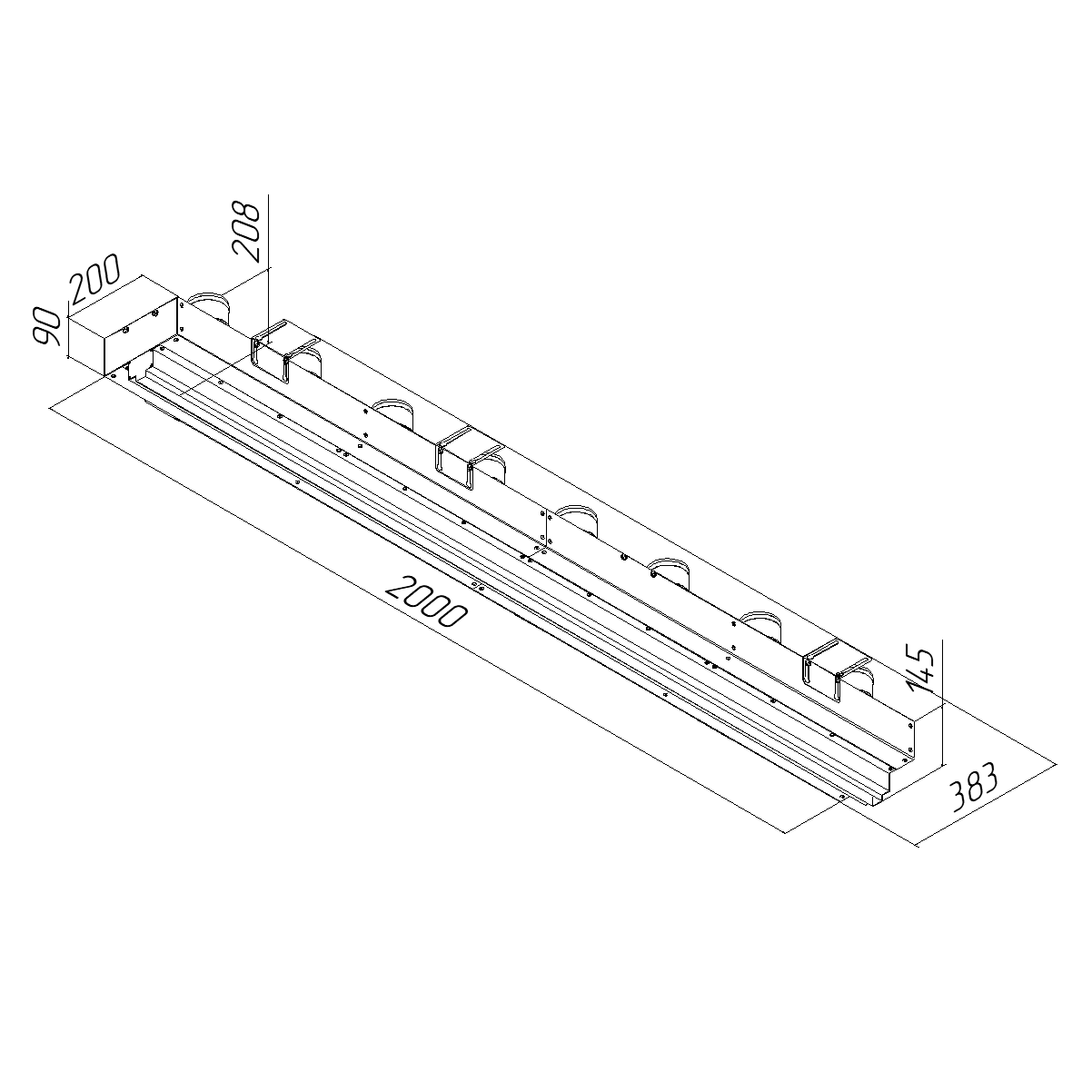 Изображение товара Диффузор щелевой с КСД Provent VPNDG/F 2000x25/75x8 на 8 прямых выходов