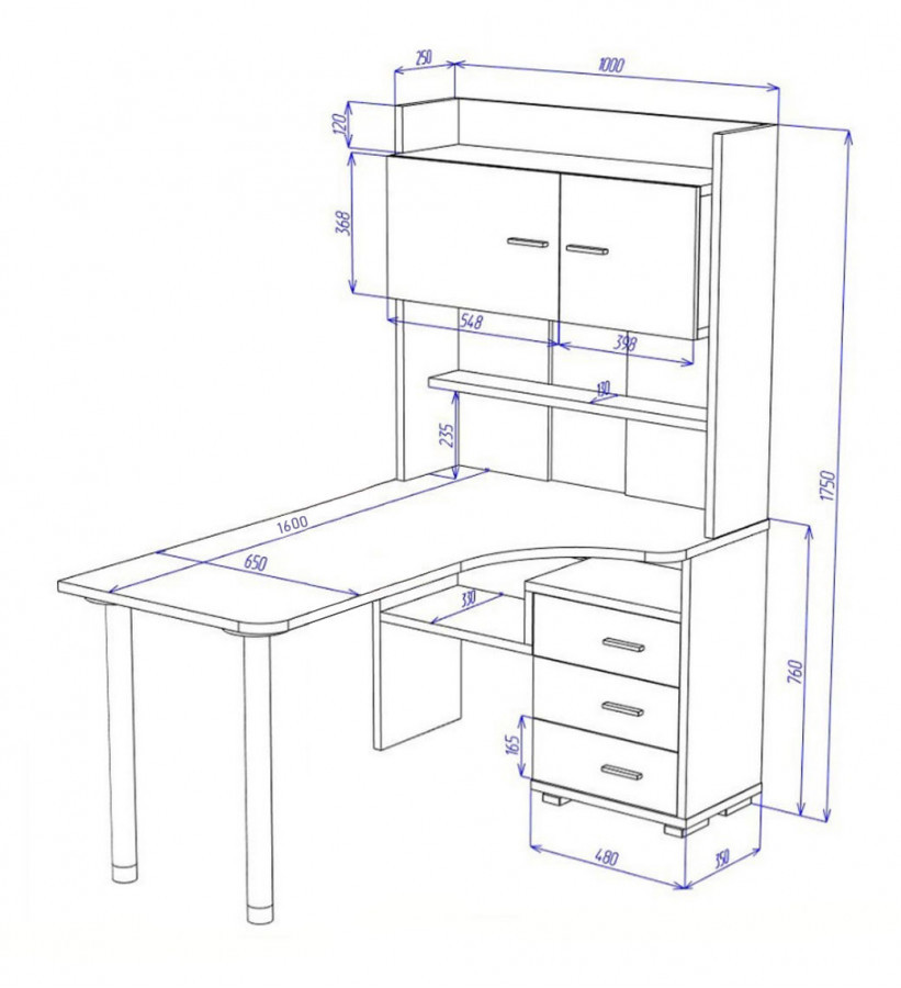 Изображение товара Стол Мэрдэс СР-133-160 КШ-Ч-ЛЕВ угловой ЛДСП карамель