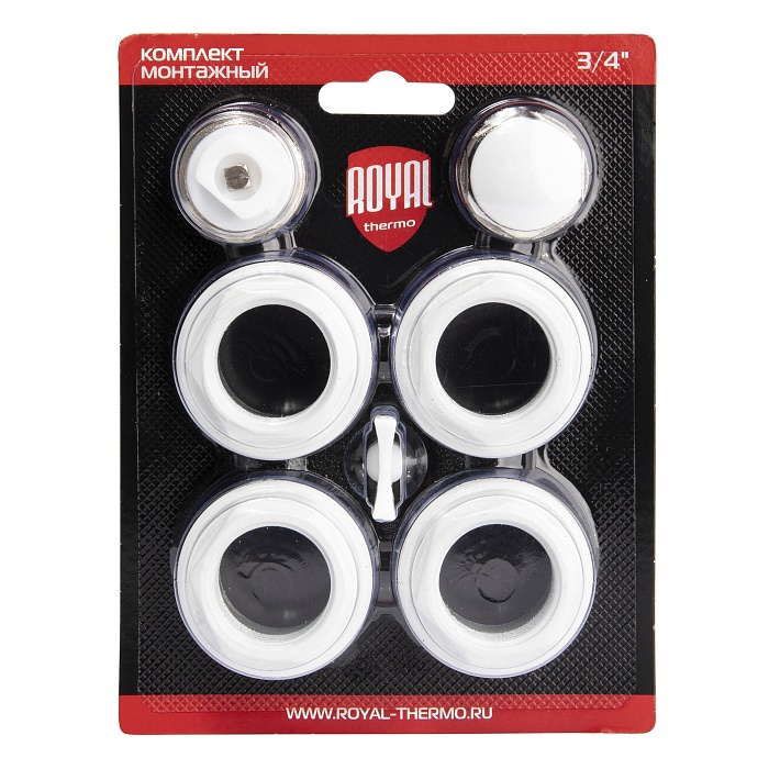 Изображение товара Монтажный комплект для радиатора Royal Thermo 1"x3/4" оцинкованная сталь белый без кронштейнов RT3/4W