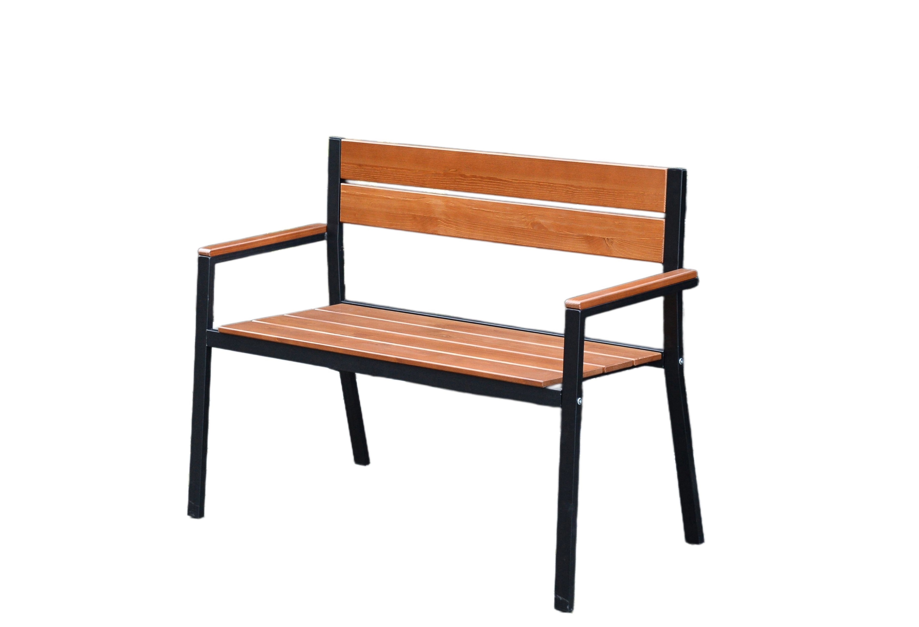 Изображение товара Садовая скамья Эрвин 117x55x87 см металл черный оранжевый стильная и прочная