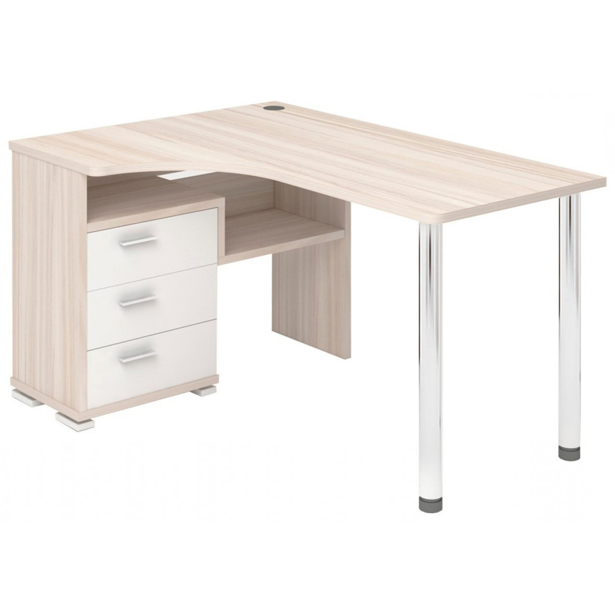 Изображение товара Стол Мэрдэс СР-132С-160 КБЕ Лев из ЛДСП, белый и карамель, угловой