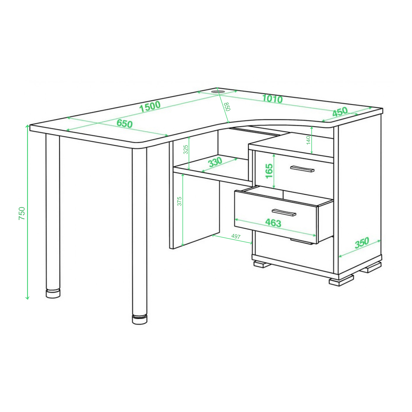 Изображение товара Стол Мэрдэс СР-132С-150 В-ЛЕВ венге угловой