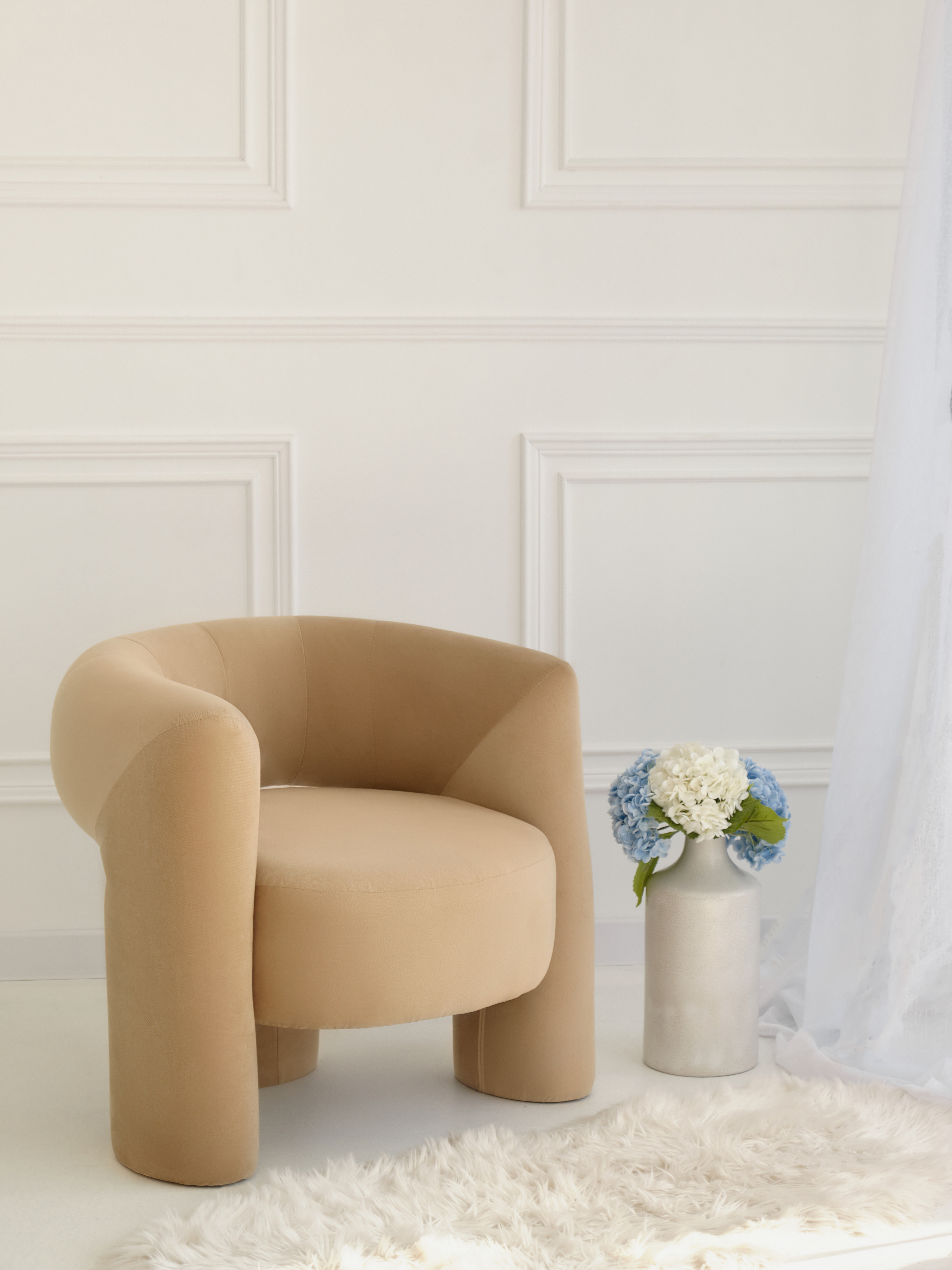 Изображение товара Кресло Клэр 77x74x77 см велюр бежевый и светло-коричневый