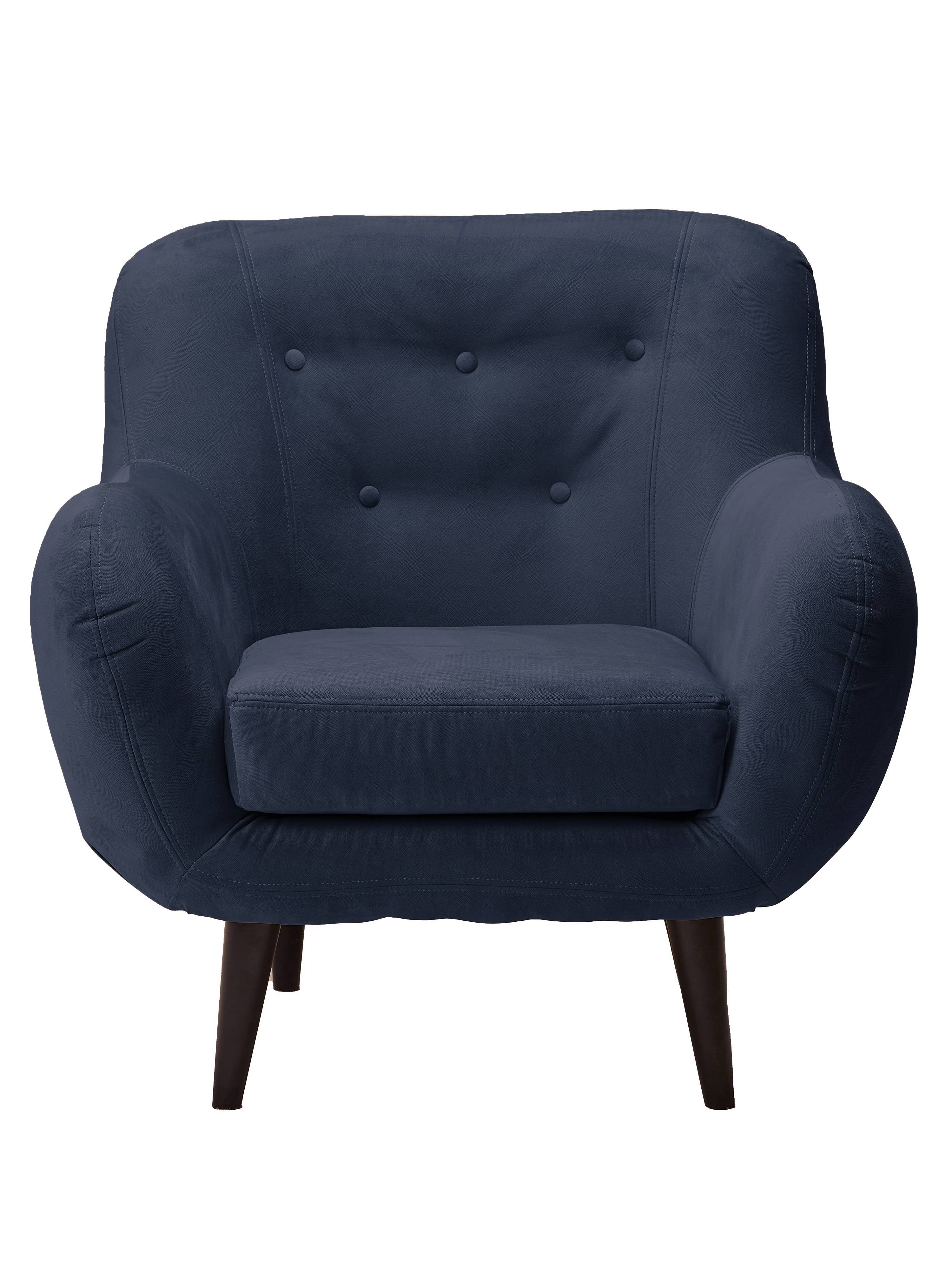 Изображение товара Кресло Элефант темно-синее из велюра с ножками и высокой спинкой