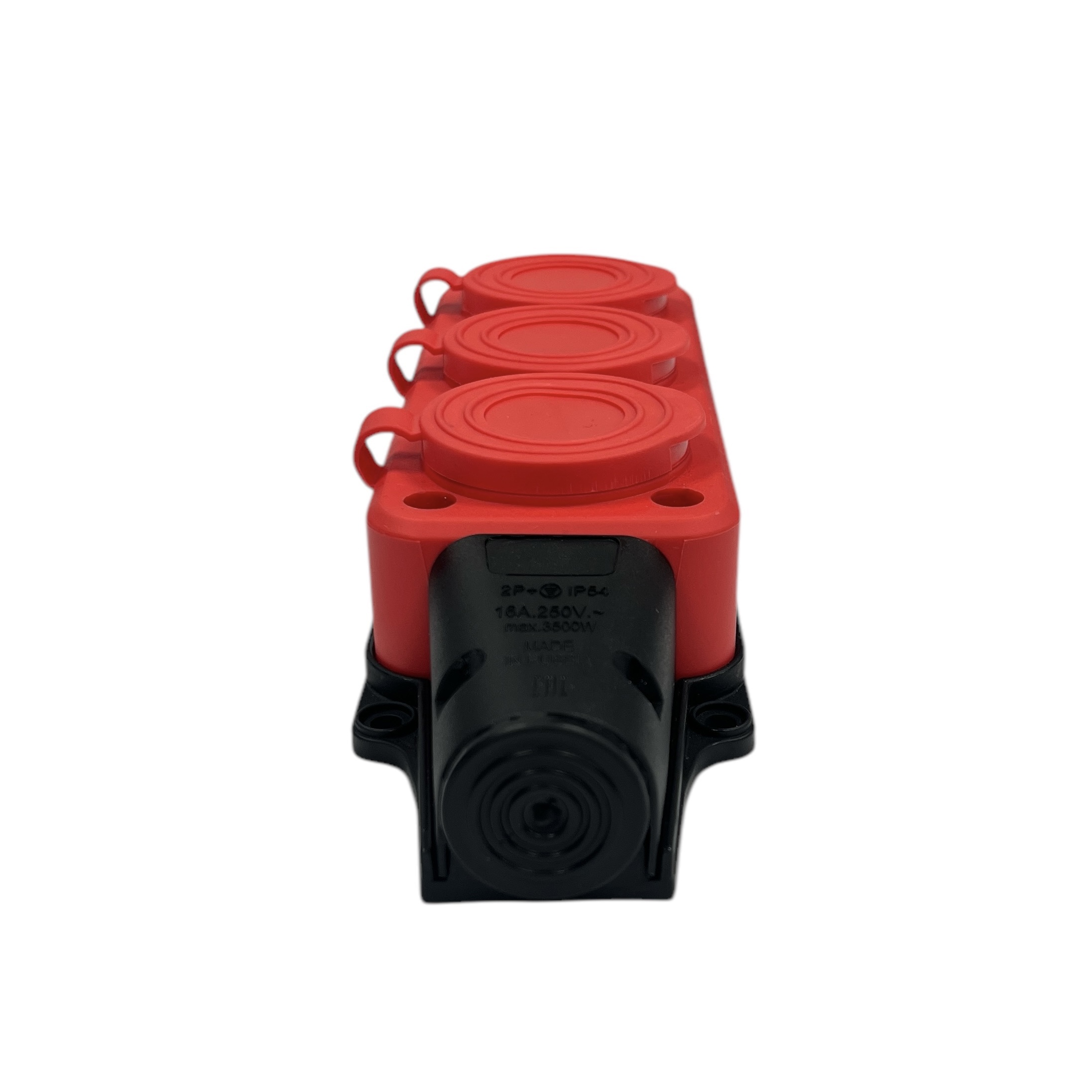 Изображение товара Розетка тройная Itok i-KI-KK-3-ICONNECT-1PEN-IP54-RED с заземлением и крышкой 220-240 В 16 A цвет красный