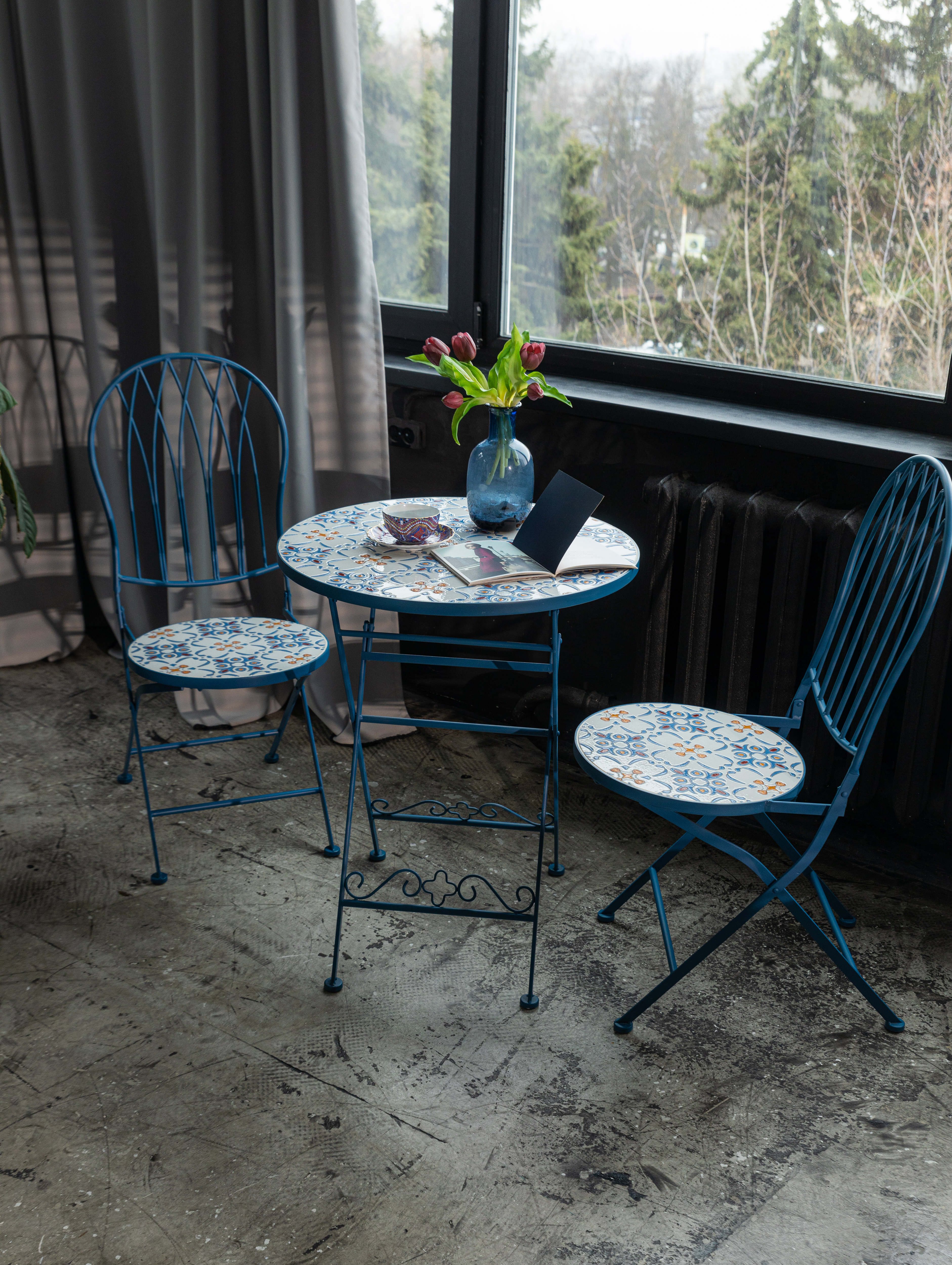 Изображение товара Набор садовой мебели САПФИР сталь и пластик синий 3 предмета