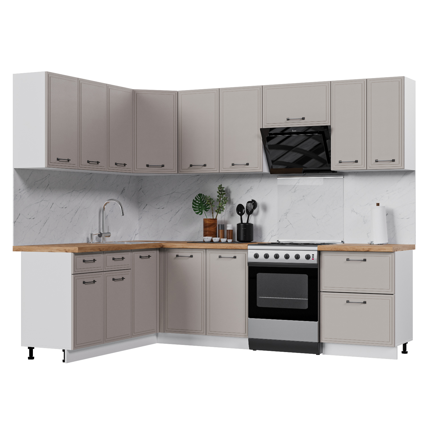 Изображение товара Кухонный гарнитур Индира Стендмебель Белый/Дюна 200x217 см