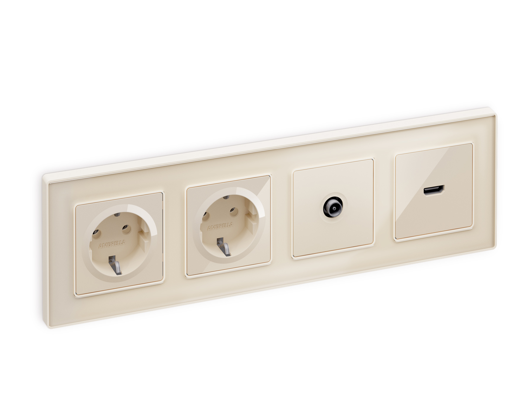 Изображение товара Ambrella Volt MA314010 ромезетка HDMI 2 0 встраиваемая бежевый глянец с заземлением