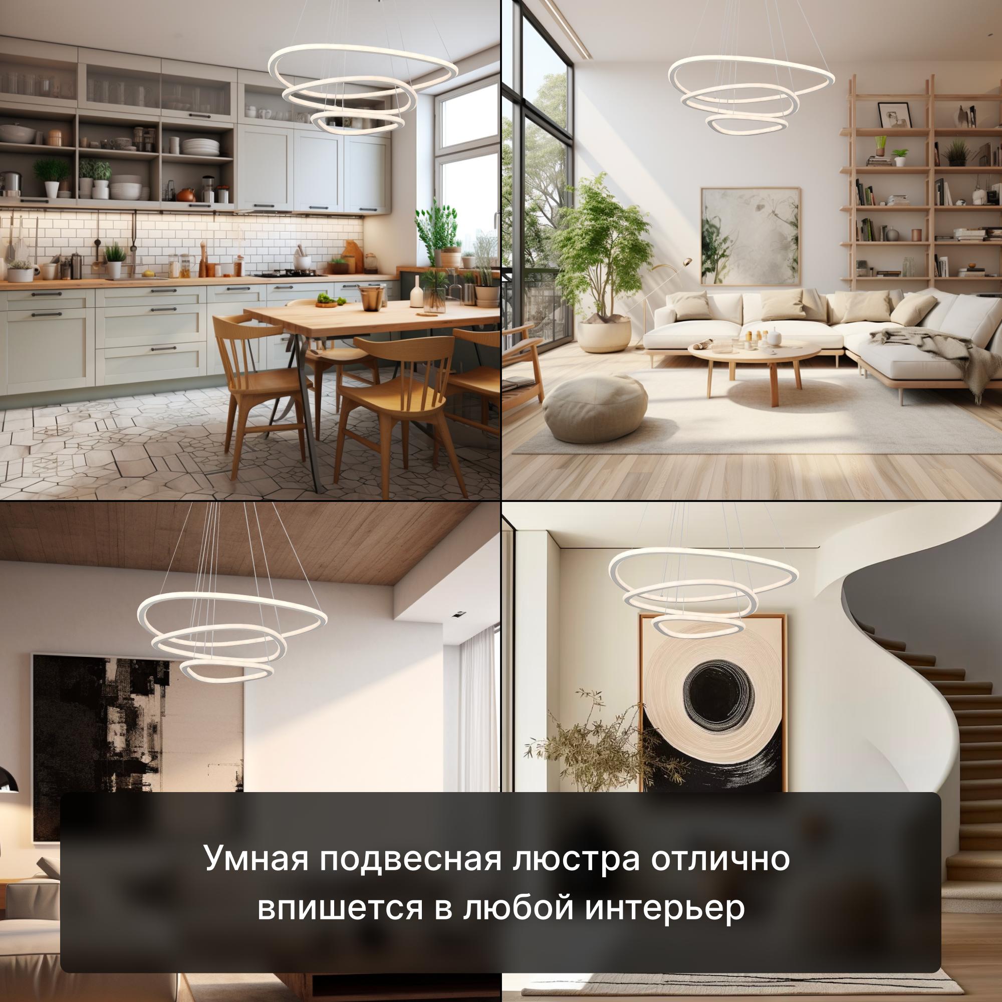 Изображение товара Люстра подвесная светодиодная Citilux неон смарт cl731a330e RGB белая с пультом управления 26 м² регулируемый цвет света RGB цвет белый