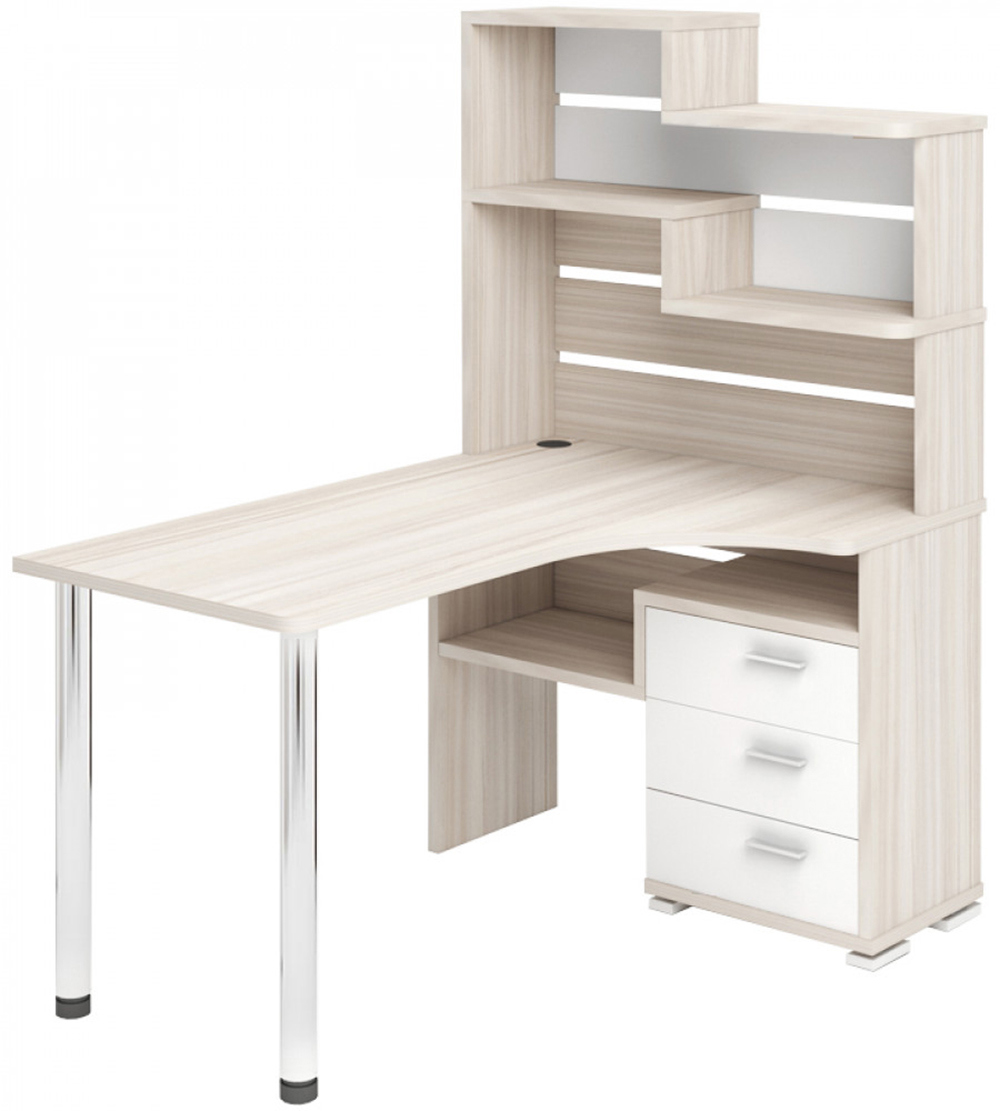 Изображение товара Стол Мэрдэс СР-132-150 КБЕ-ПРАВ белый и карамель из ЛДСП 150x101 см