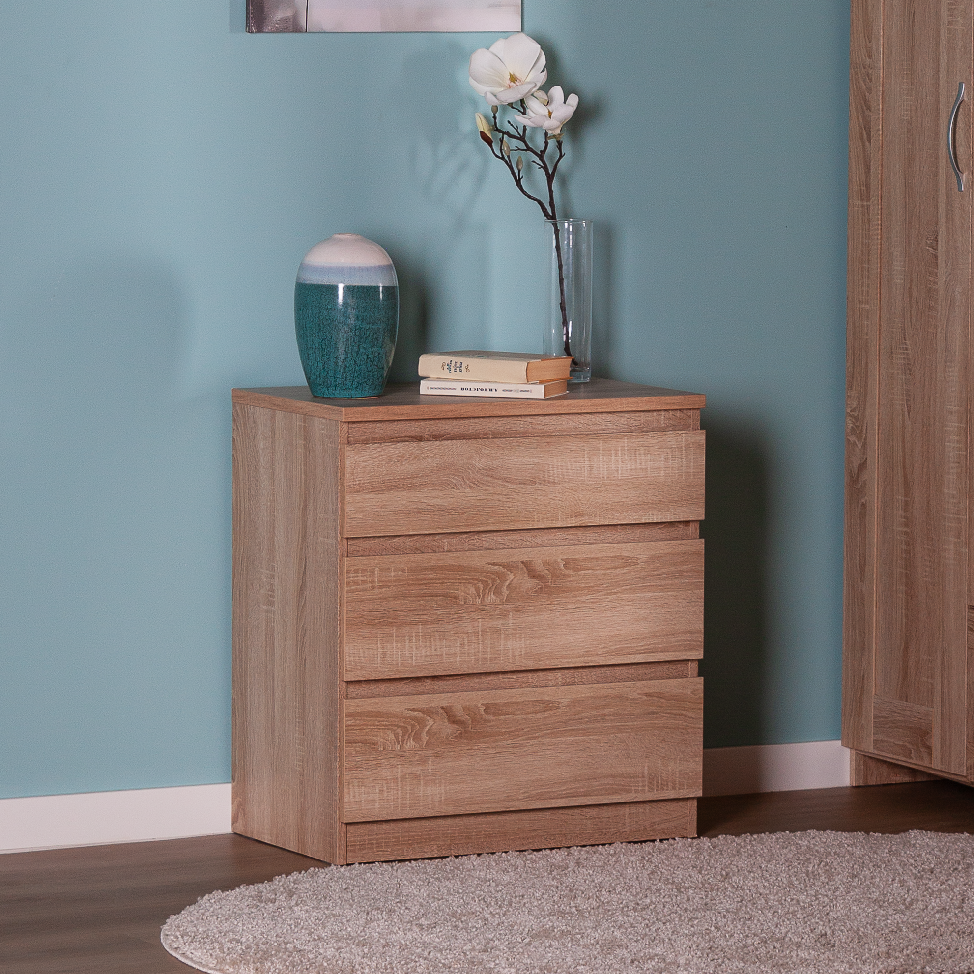 Изображение товара Комод Гуд Лакк Кастор 3 ящика 65x39.6x71.6 см цвет дуб сонома