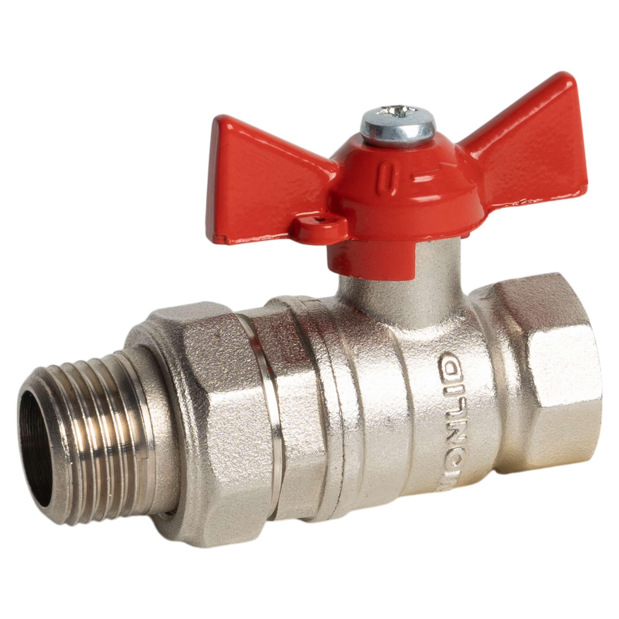 Кран шаровой с американкой прямой MONLID DN13 PN40 1/2" НР/ВР латунь ручка бабочка