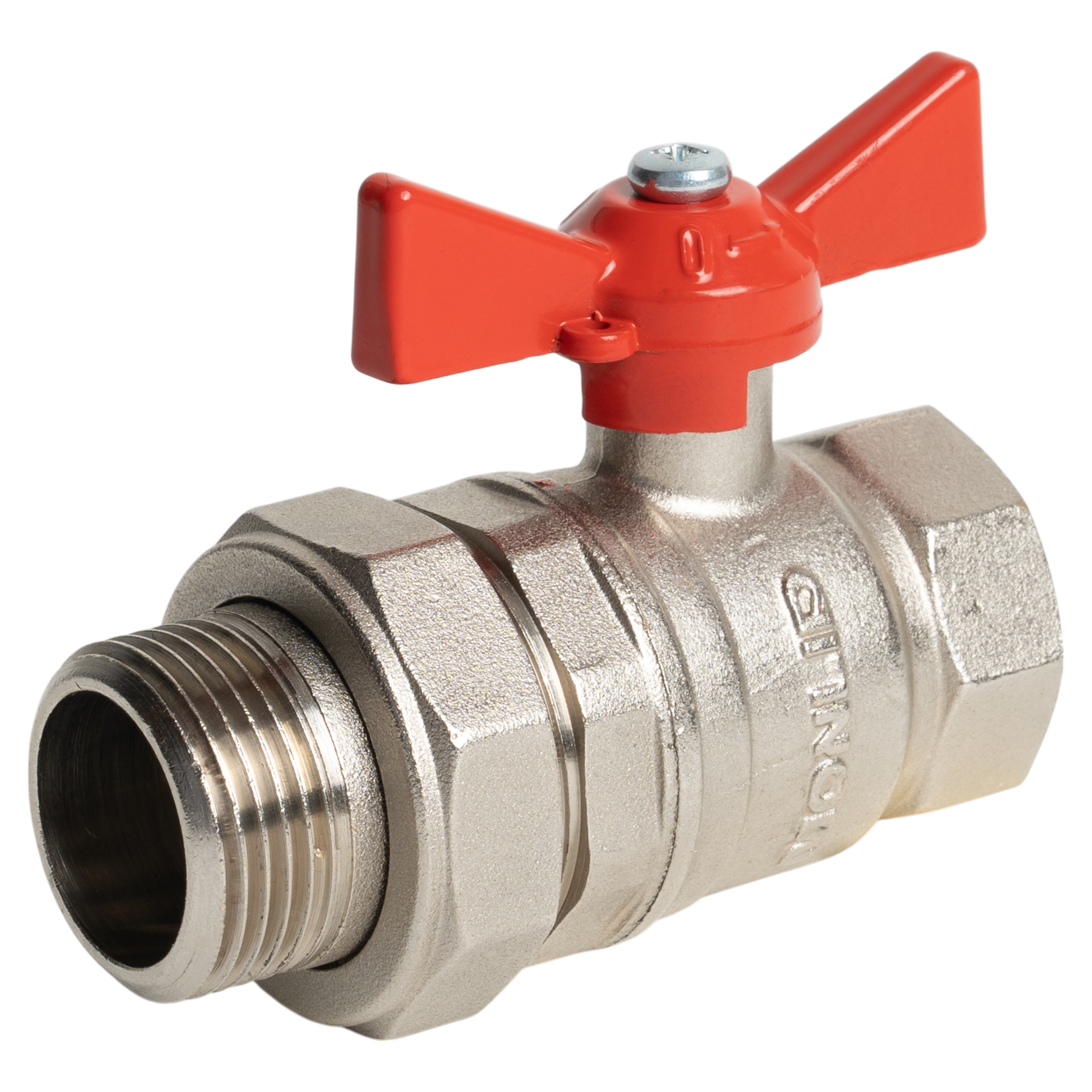 Кран шаровой с американкой прямой MONLID DN23 PN40 1" НР/ВР латунь ручка бабочка
