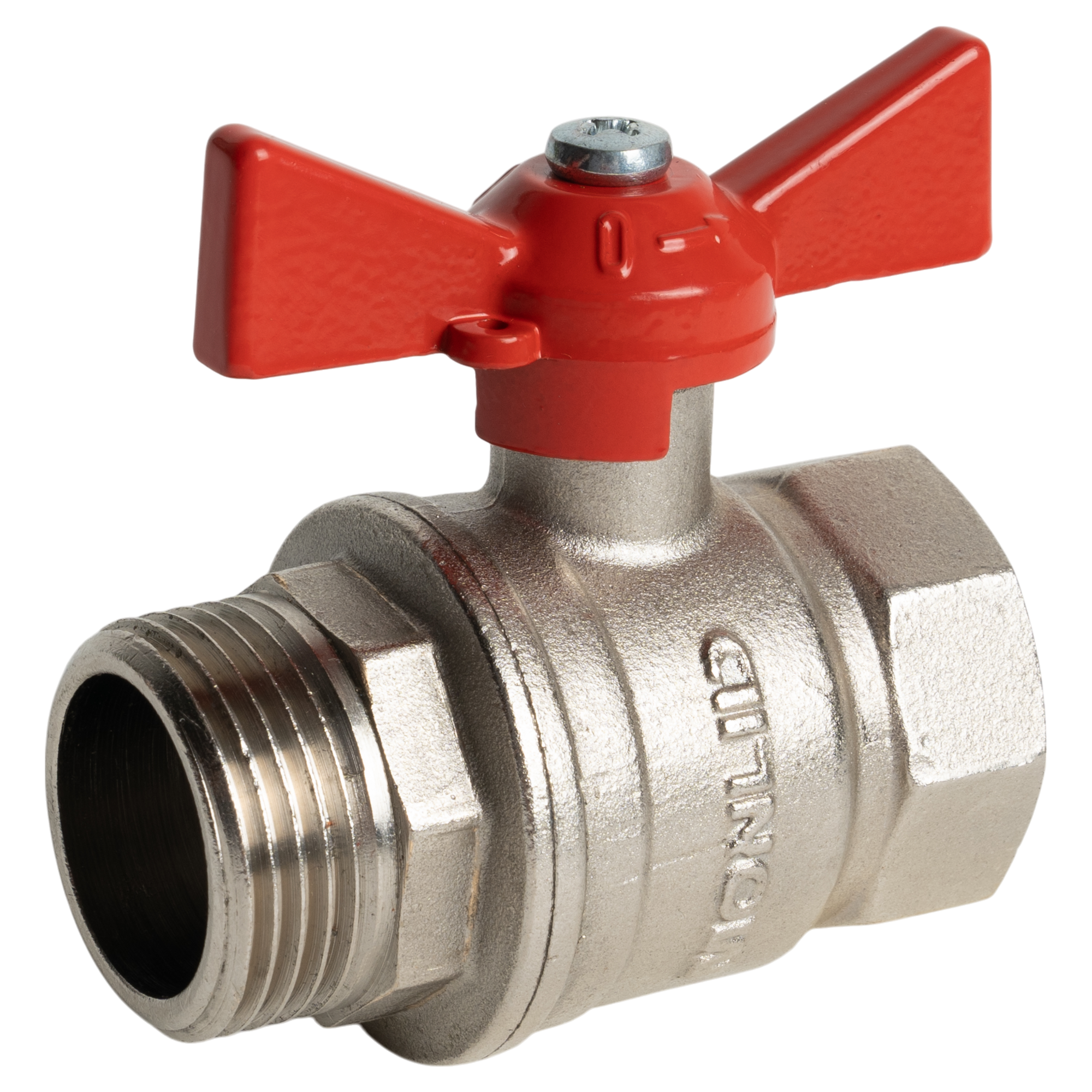 Изображение товара Кран шаровой прямой MONLID DN23 PN40 1" НР/ВР латунь ручка бабочка