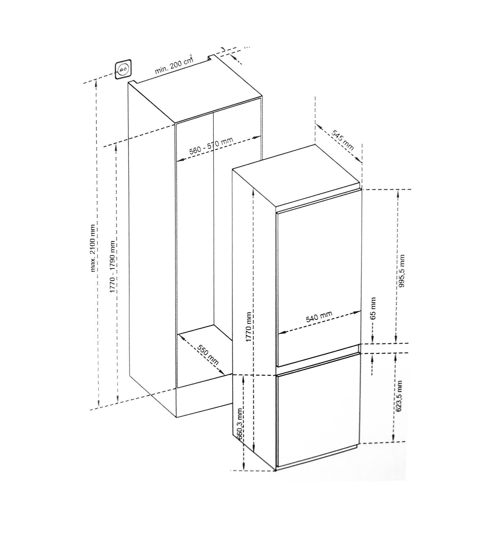 Изображение товара Встраиваемый двухкамерный холодильник Vestfrost VFBI17F00 белый 256 л