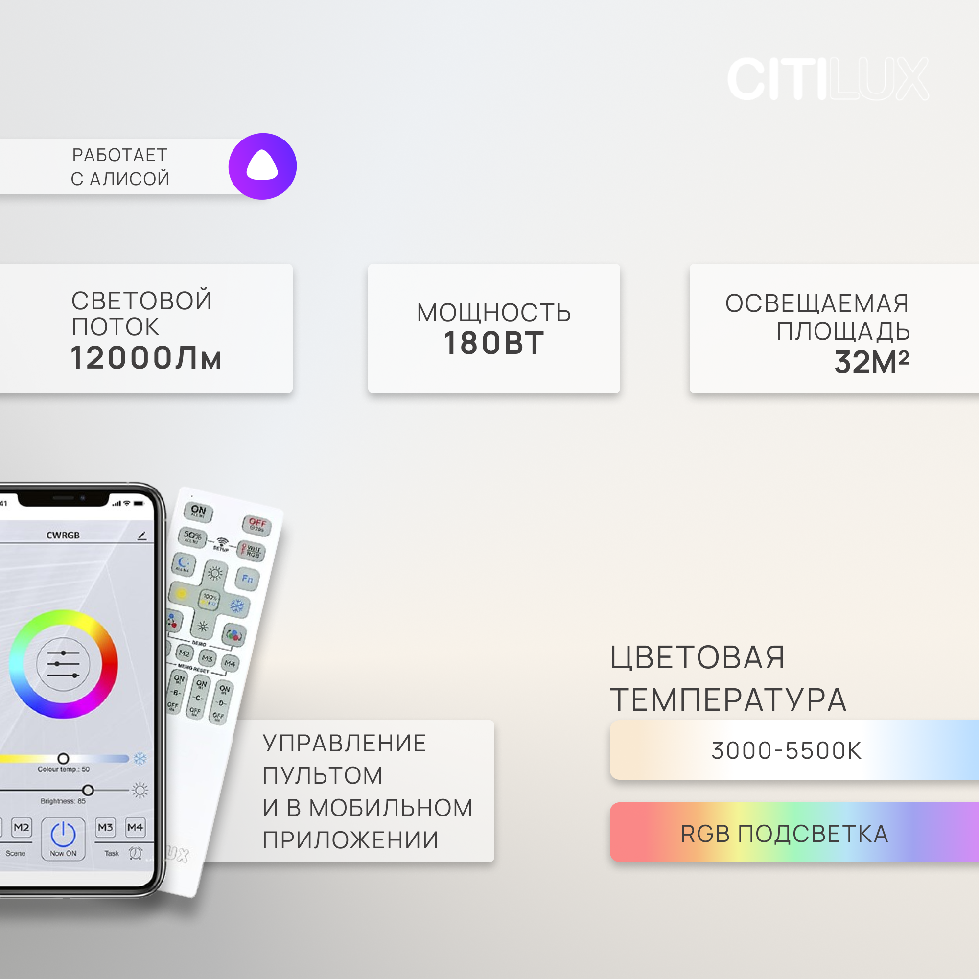 Изображение товара Светодиодная подвесная люстра Citilux Дуэт Смарт CL719A700 белая