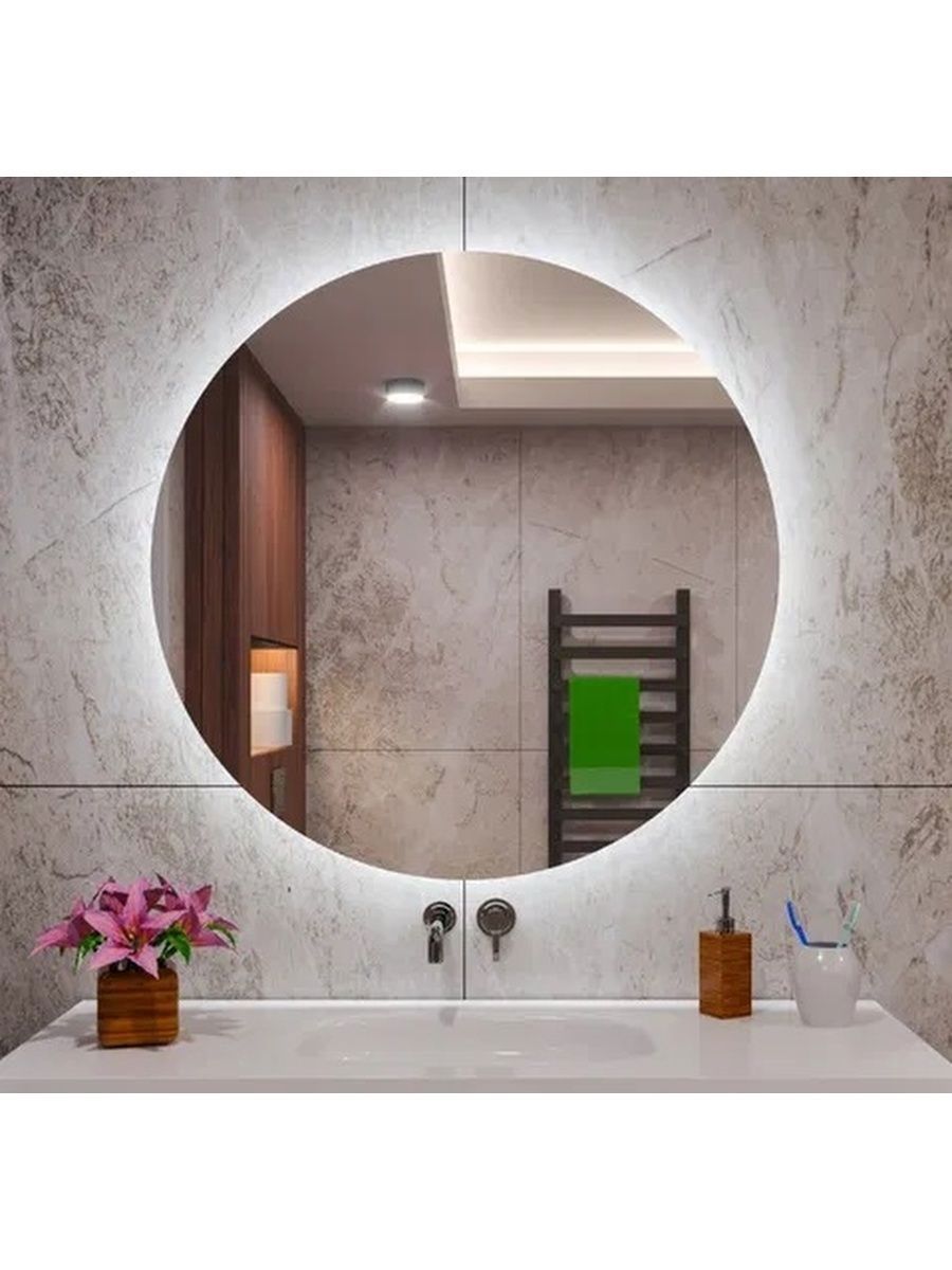 Изображение товара Круглое зеркало с подсветкой Alfa Mirrors Na-5Vzh 50x50 см с сенсорным управлением