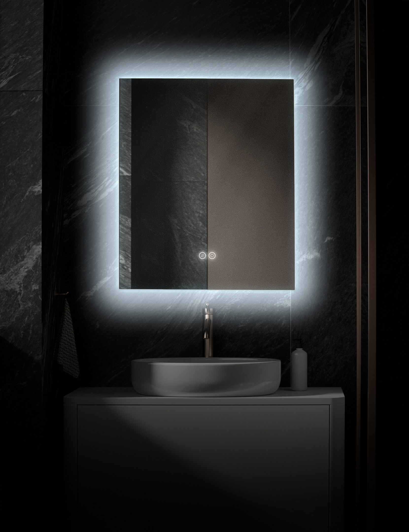 Изображение товара Зеркало для ванной Alfa mirrors Ek-56Ah с подсветкой 50x60см влагостойкое