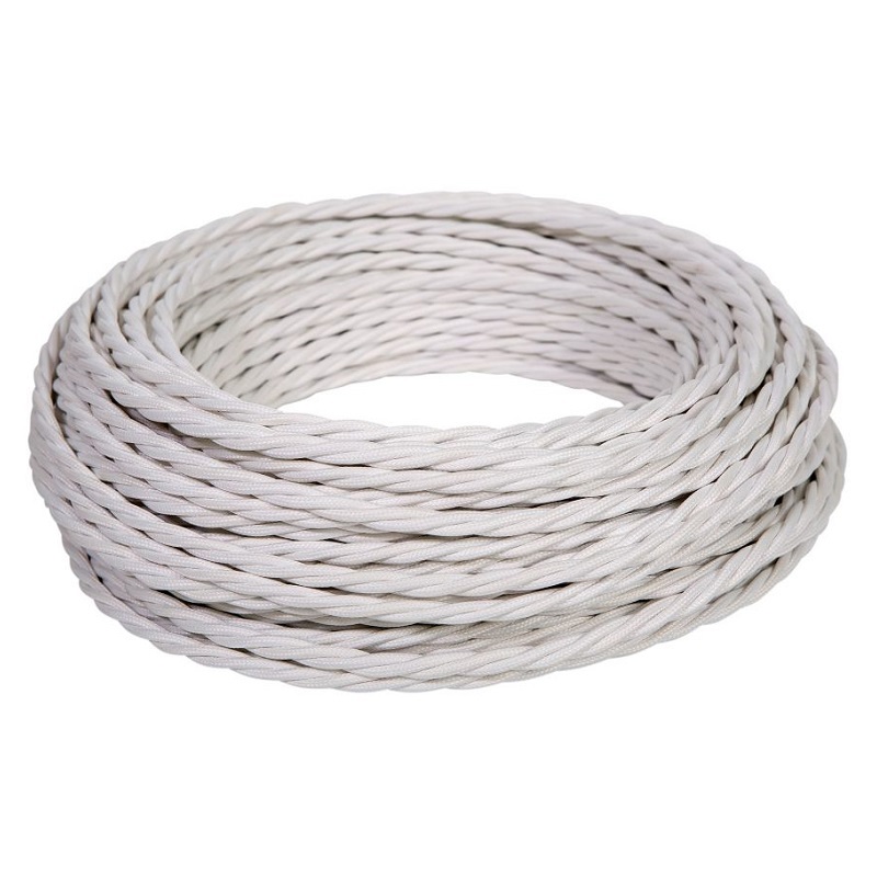 Изображение товара Провод витой ретро Дмитров-кабель ПуГВнгА-LS 3x1.5 50 м белый сертифицированный