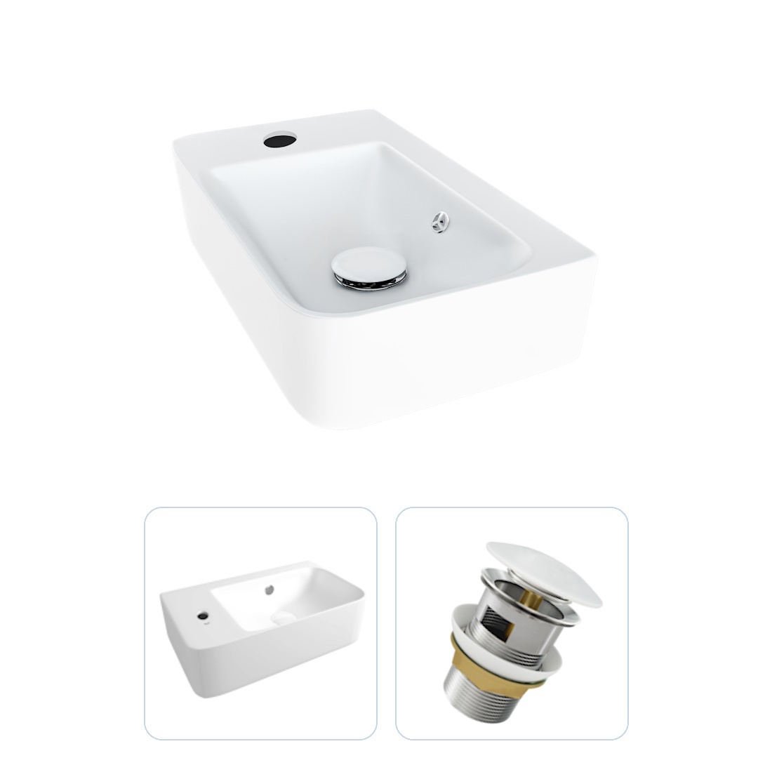 Изображение товара Раковина подвесная Teymi Hanna 45см белая с донным клапаном