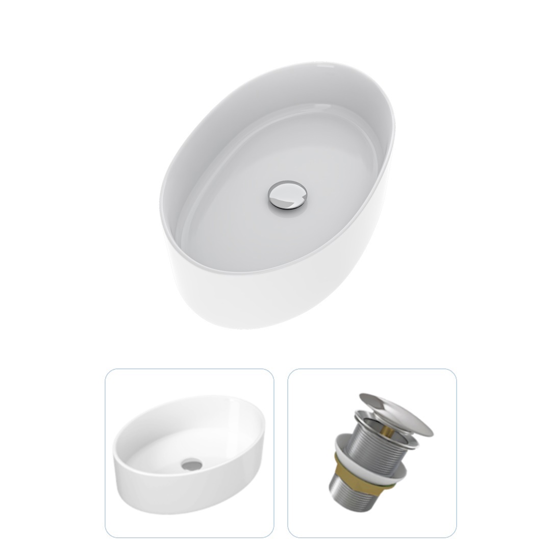 Изображение товара Раковина накладная Teymi Lori 50см санфарфор белая овальная для ванной