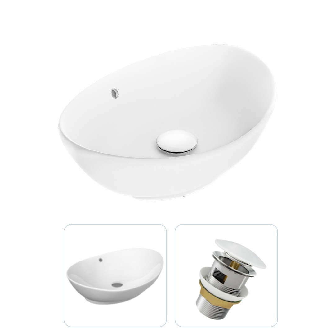 Изображение товара Раковина накладная Teymi Lori 60 см белая с донным клапаном