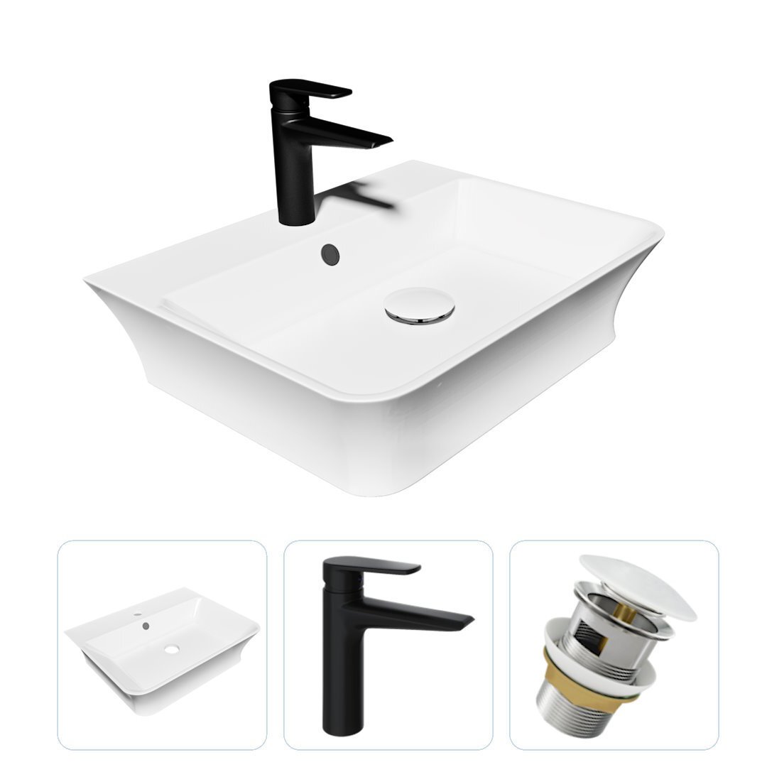 Изображение товара Комплект Teymi раковина Aina 49 с смесителем Kati черный матовый