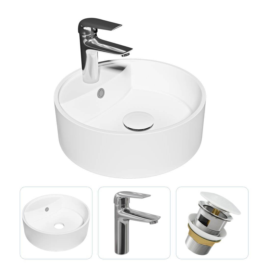 Изображение товара Комплект раковина Teymi Lina S D40 с полочкой и смеситель Hanna хром