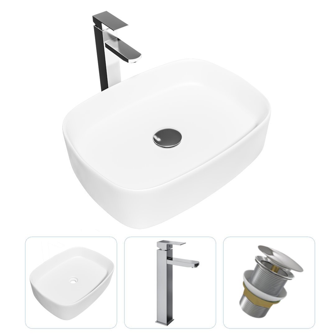 Изображение товара Комплект раковина Teymi Solli 51 с высоким смесителем и клапаном для ванной комнаты