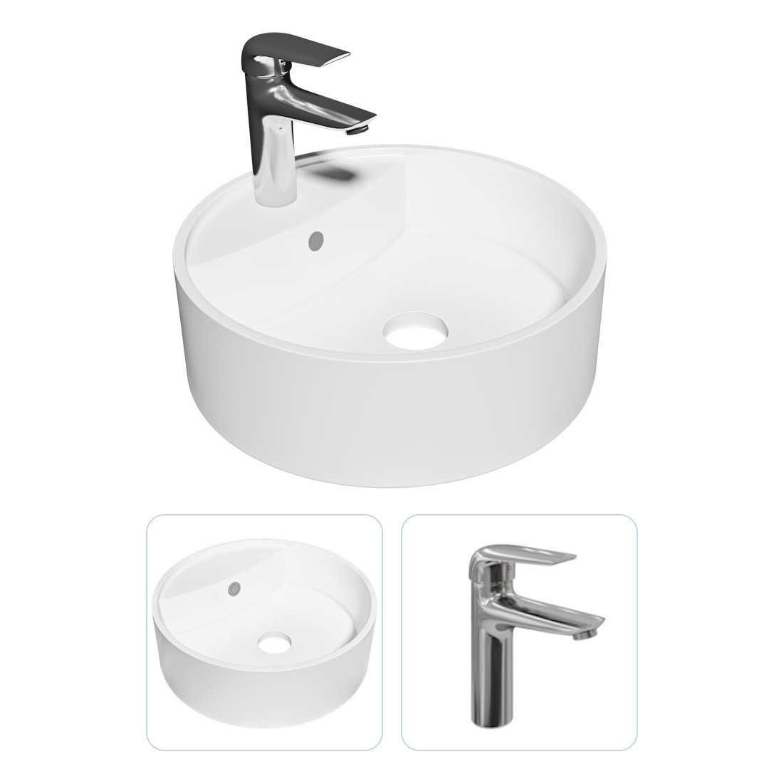 Изображение товара Комплект раковина Teymi Lina S D40 с полочкой и смеситель Hanna хром