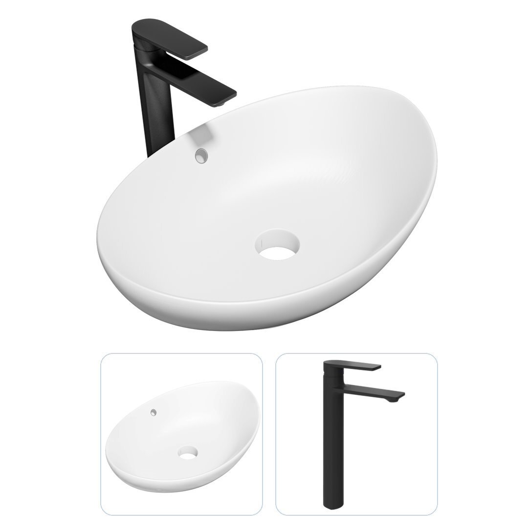 Изображение товара Комплект Раковина Teymi Lori 60 и смеситель Ellie высокий черный матовый F07319