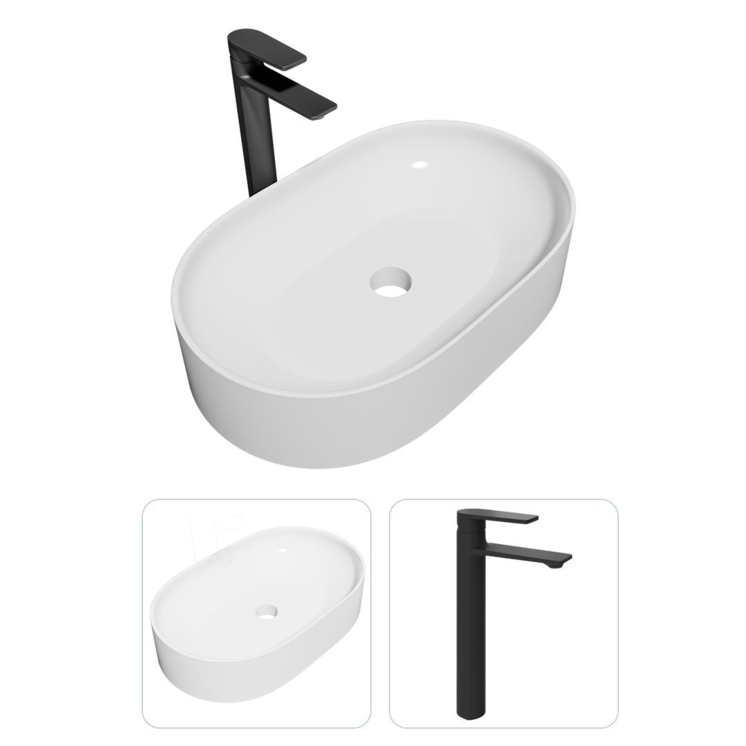 Изображение товара Комплект Teymi Раковина Iva 52 смеситель Ellie высокий черный матовый F07322