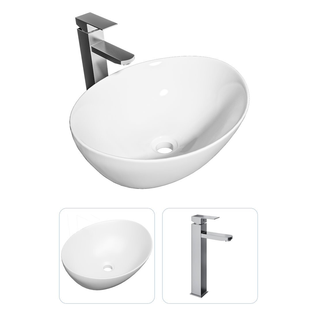 Изображение товара Комплект Раковина Teymi Lori 40 и смеситель Helmi Pro высокий хром F07281