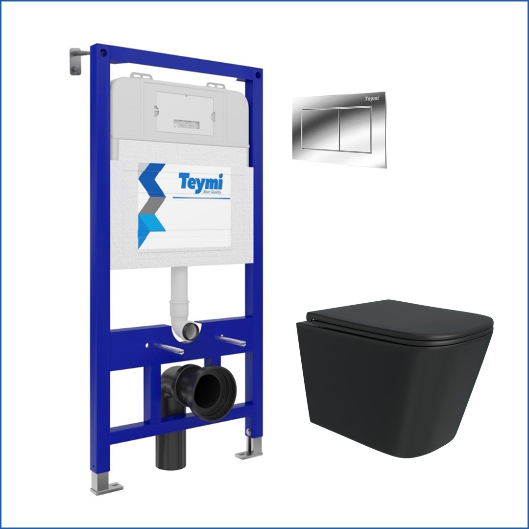 Изображение товара Комплект инсталляции с унитазом TEYMI T70793 черный для ванной