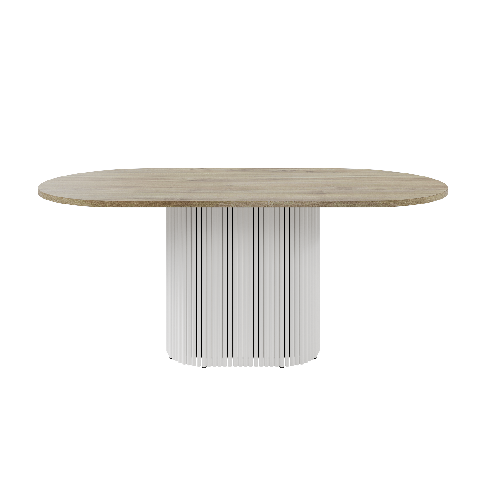 Изображение товара Кухонный стол овальный Genglass Trubis wood 180x900 см белым подстольем ЛДСП цвет орех