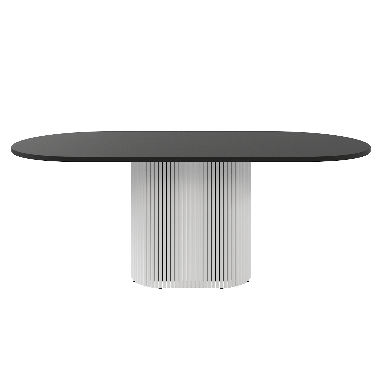 Изображение товара Кухонный стол овальный Genglass Trubis wood 200x900 см черный металл ножки минимализм